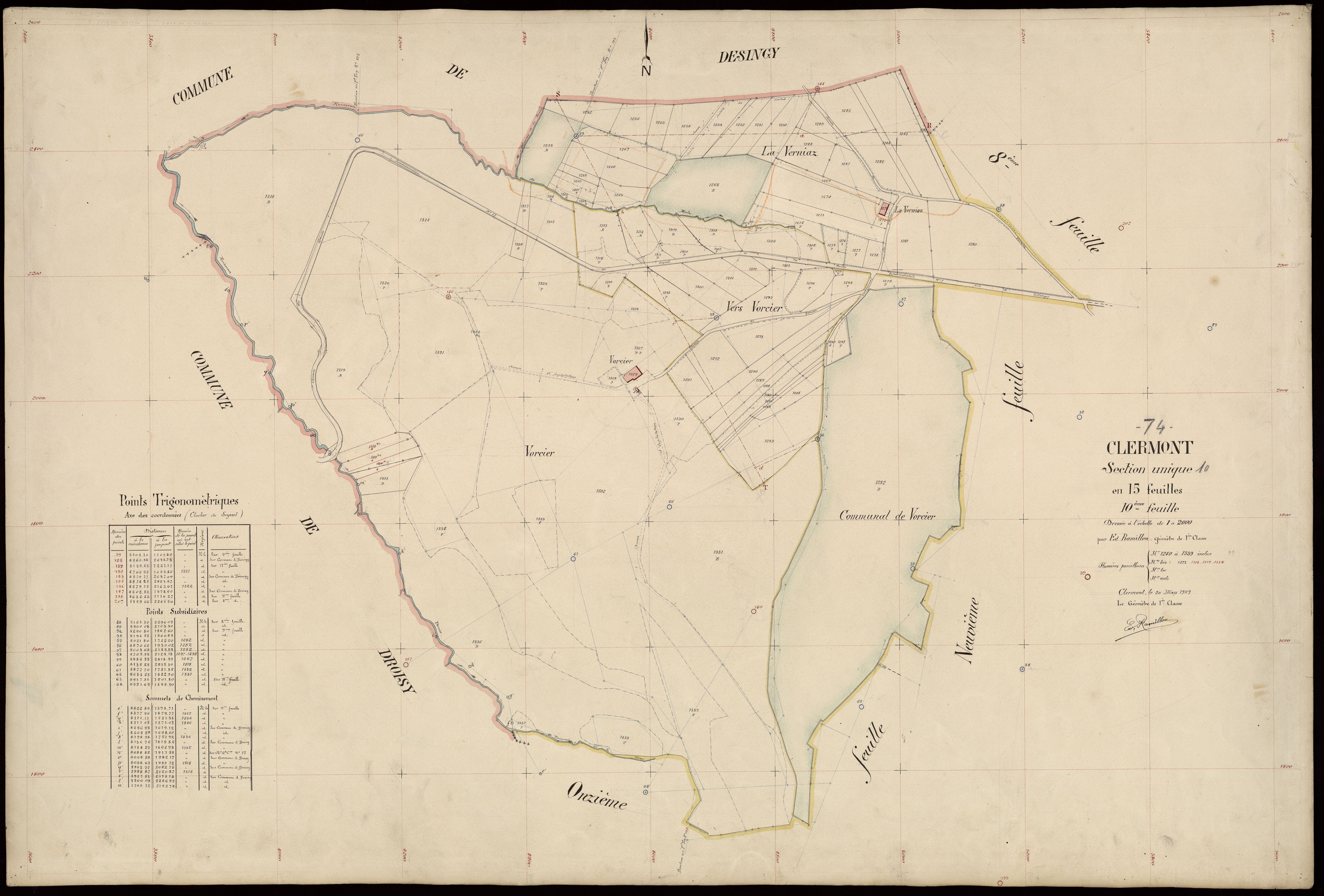 3 P 3 3673 - Feuille n° 11, parcelles n° 1340 à 1410 - 20 mars 1909