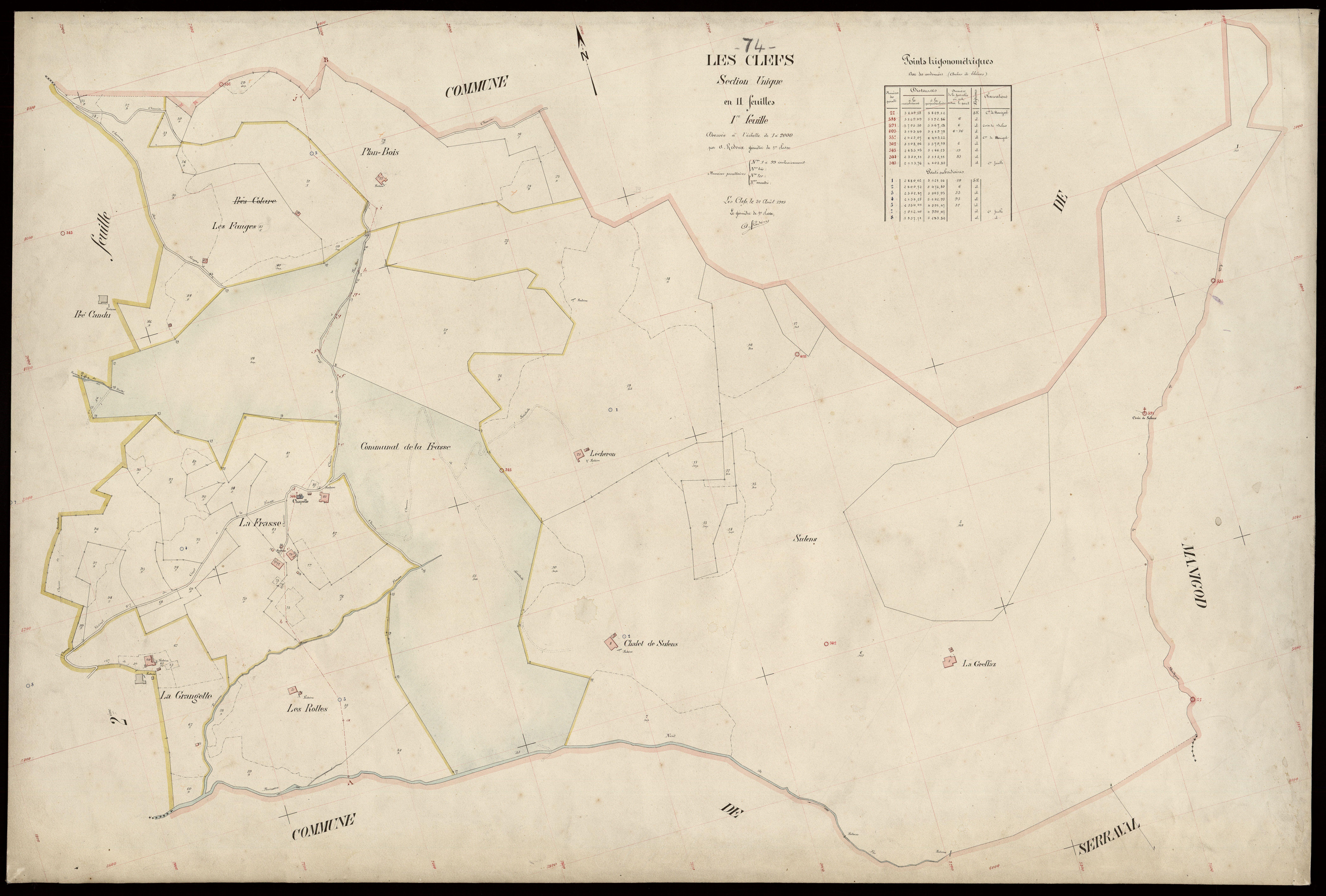 3 P 3 3645 - Feuille n° 2, parcelles n° 100 à 29 - 31 août 1923
