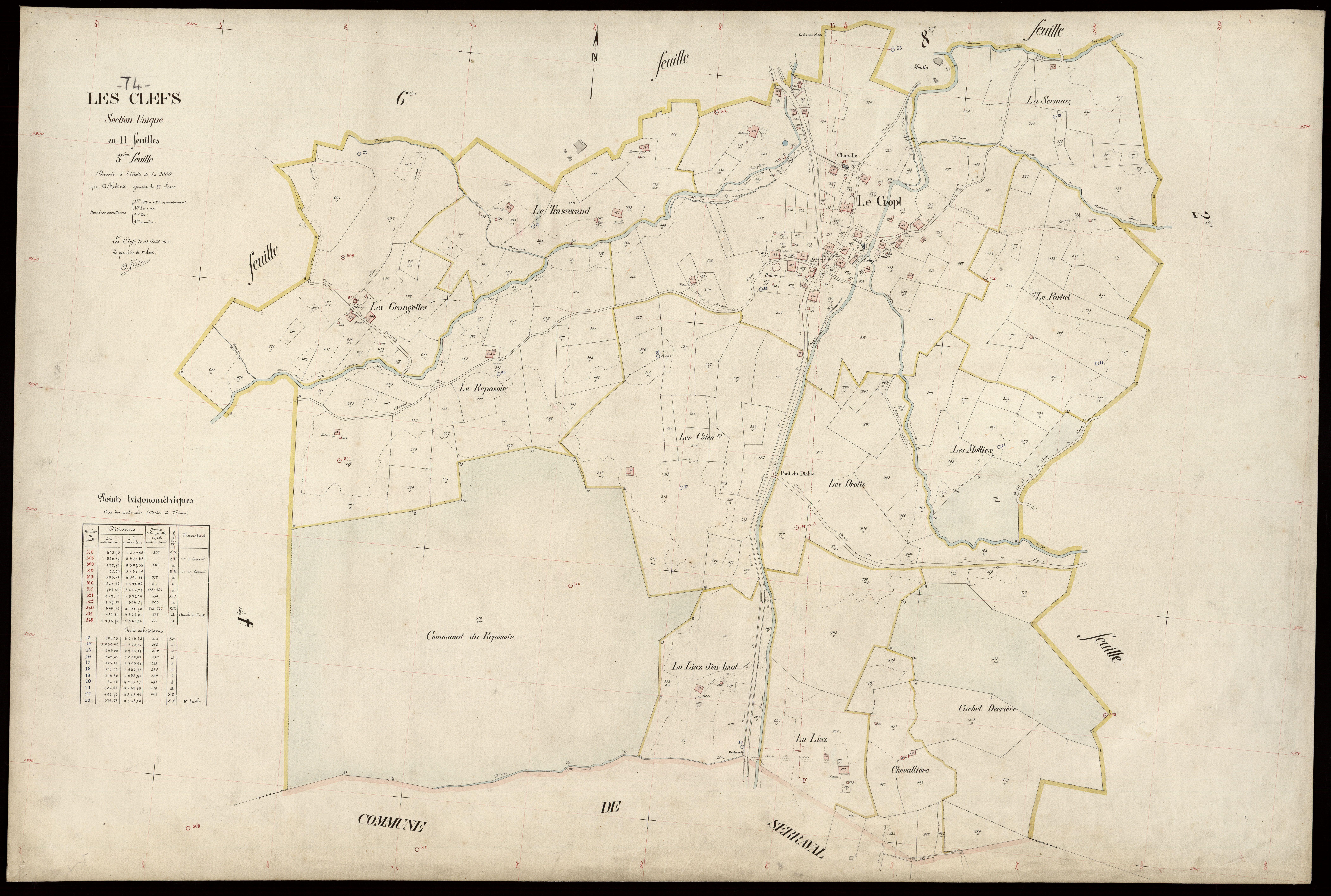 3 P 3 3647 - Feuille n° 4, parcelles n° 628 à 644 - 31 août 1923