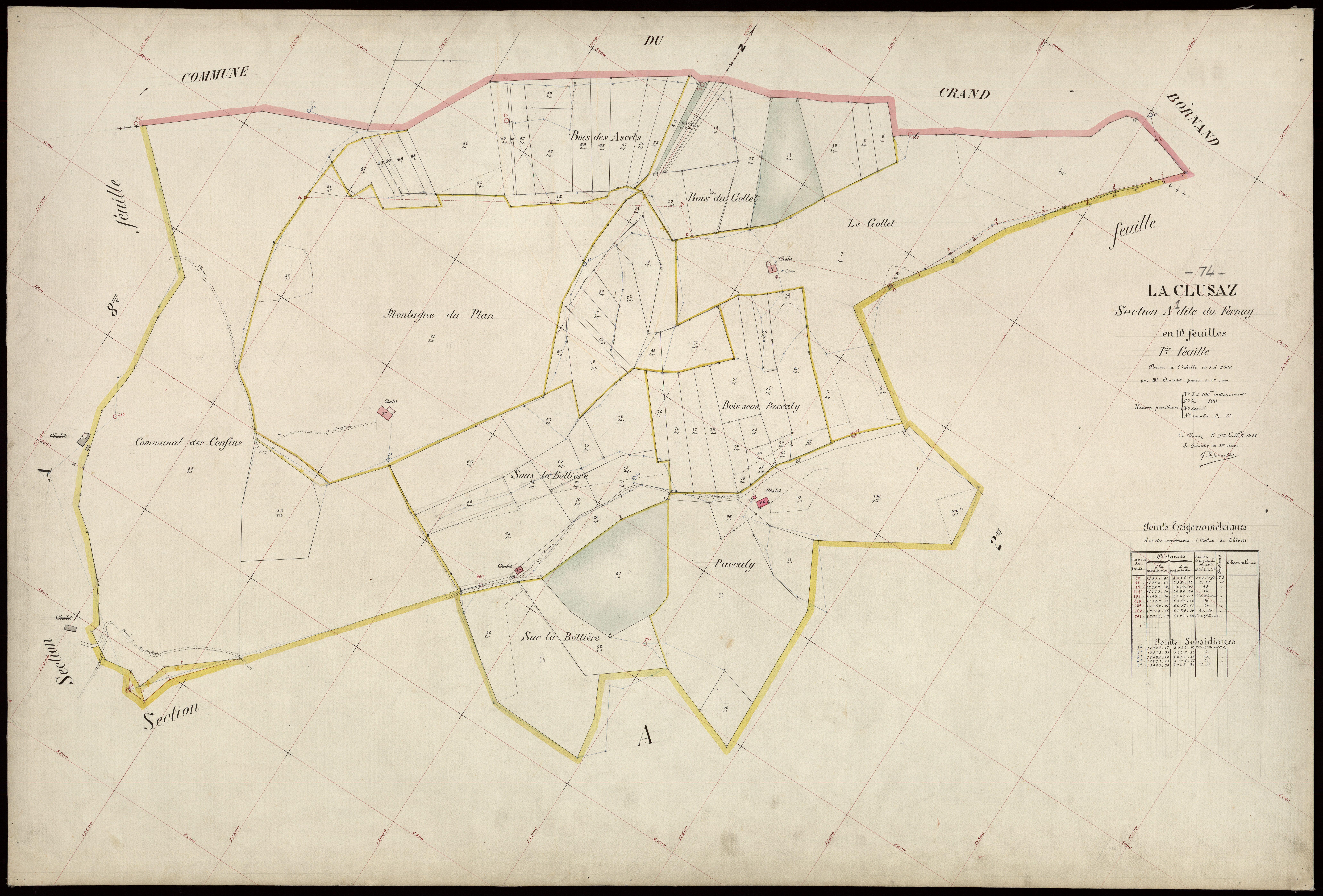 3 P 3 3680 - Feuille n° 2, parcelles n° 101 à 124 - 1er juillet 1924