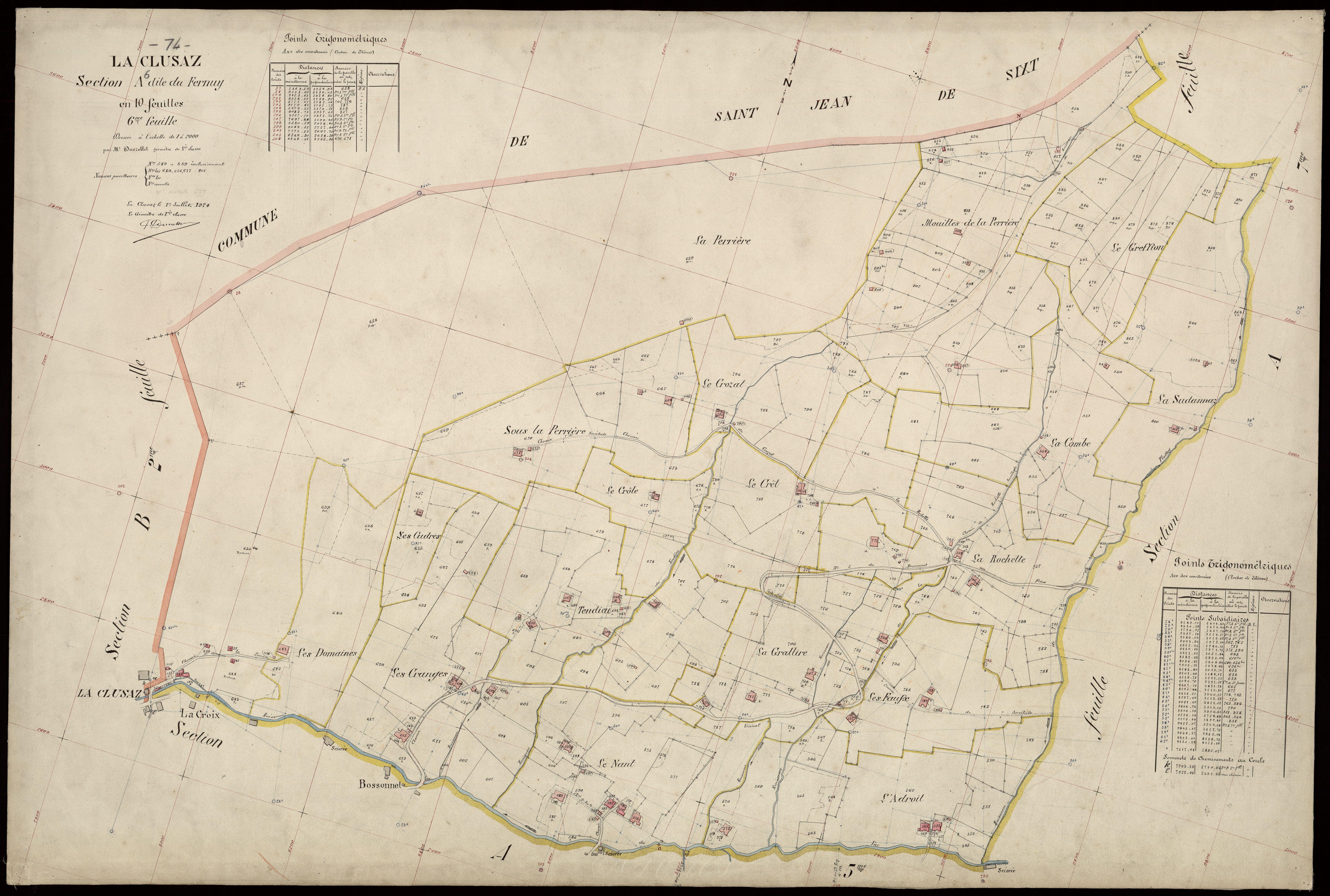 3 P 3 3685 - Feuille n° 7, parcelles n° 890 à 1202 - 1er juillet 1924
