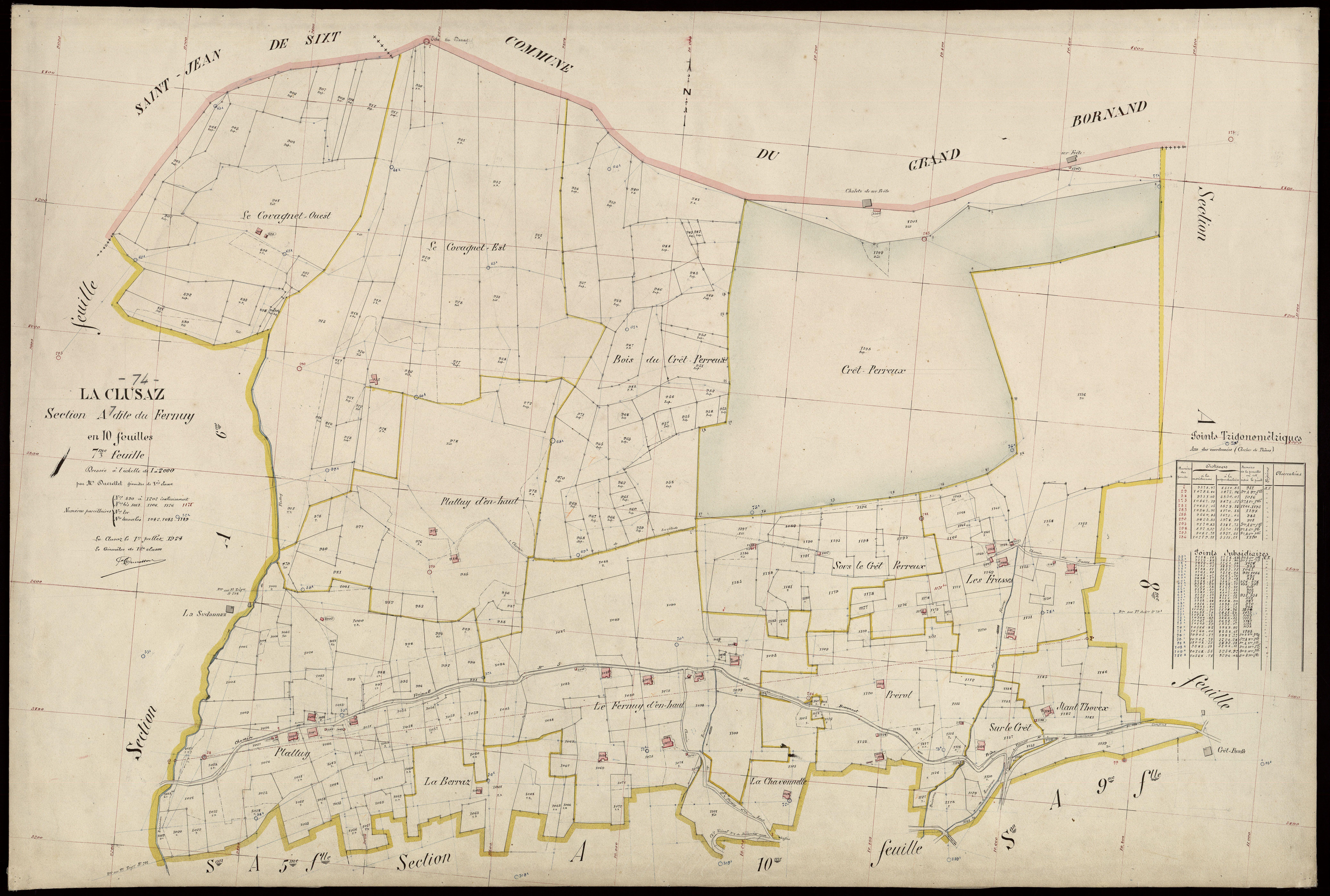 3 P 3 3686 - Feuille n° 8, parcelles n° 1203 à 1480 - 1er juillet 1924