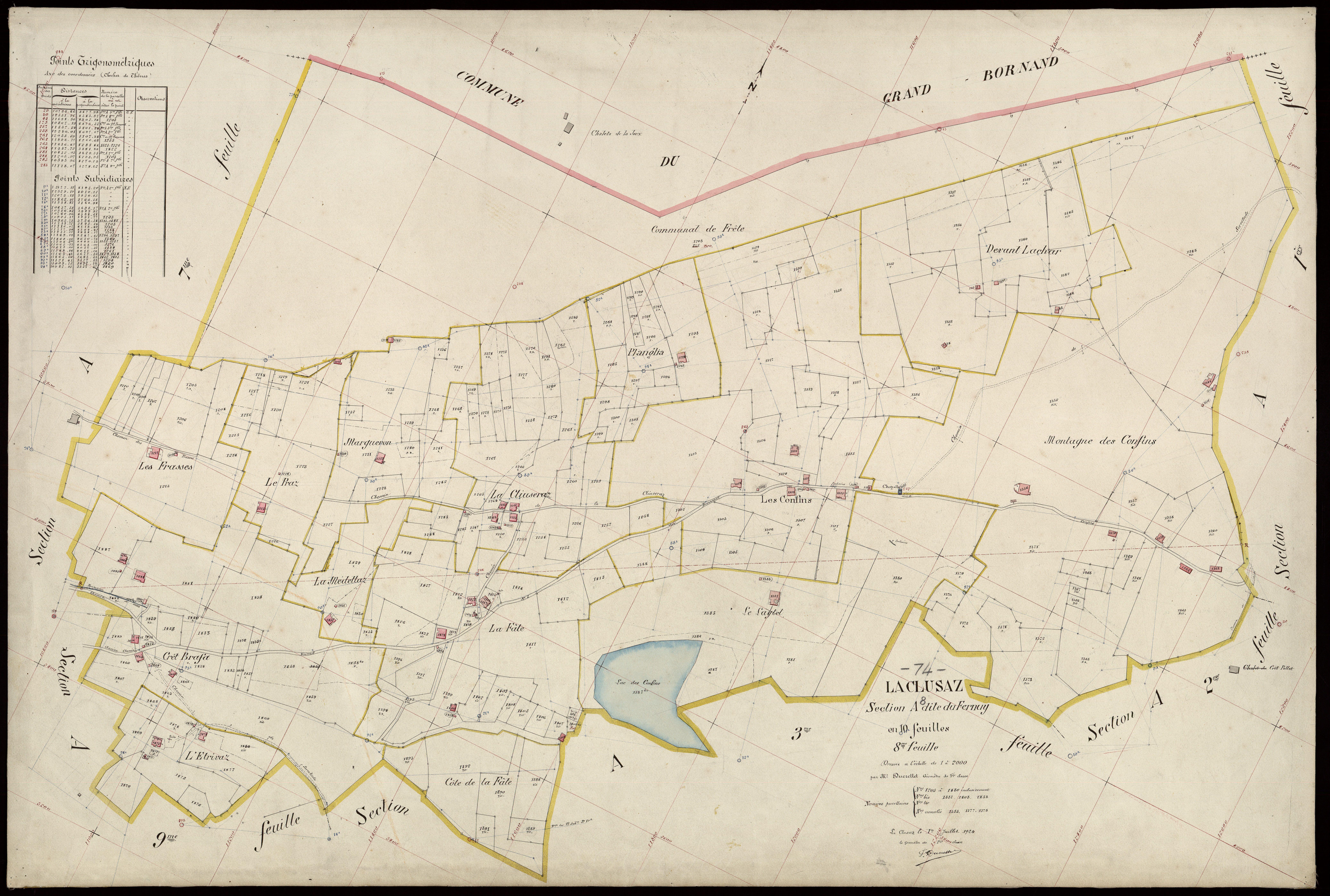 3 P 3 3687 - Feuille n° 9, parcelles n° 1481 à 1738 - 1er juillet 1924