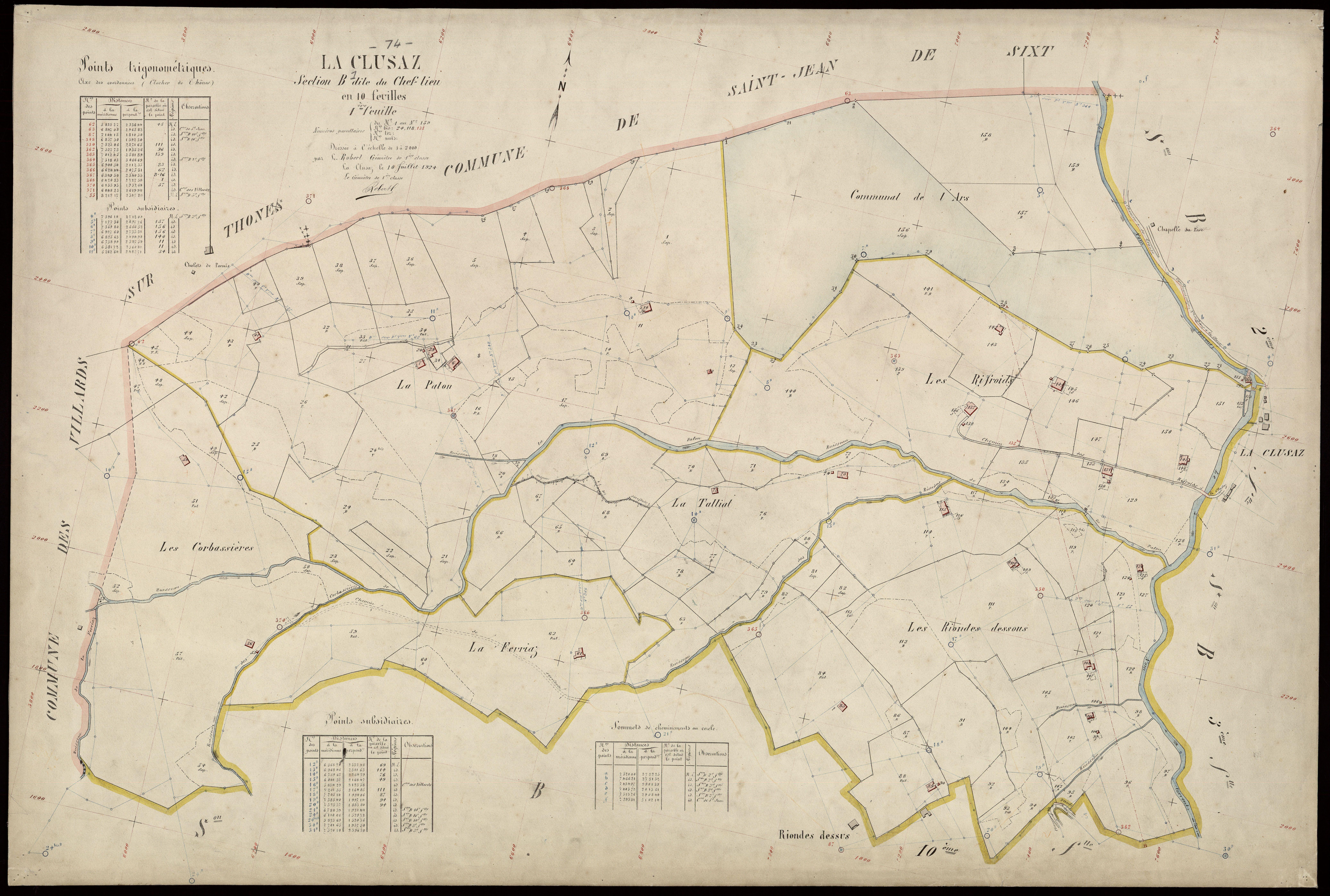 3 P 3 3690 - Feuille n° 2, parcelles n° 160 à 338 - 10 juillet 1924