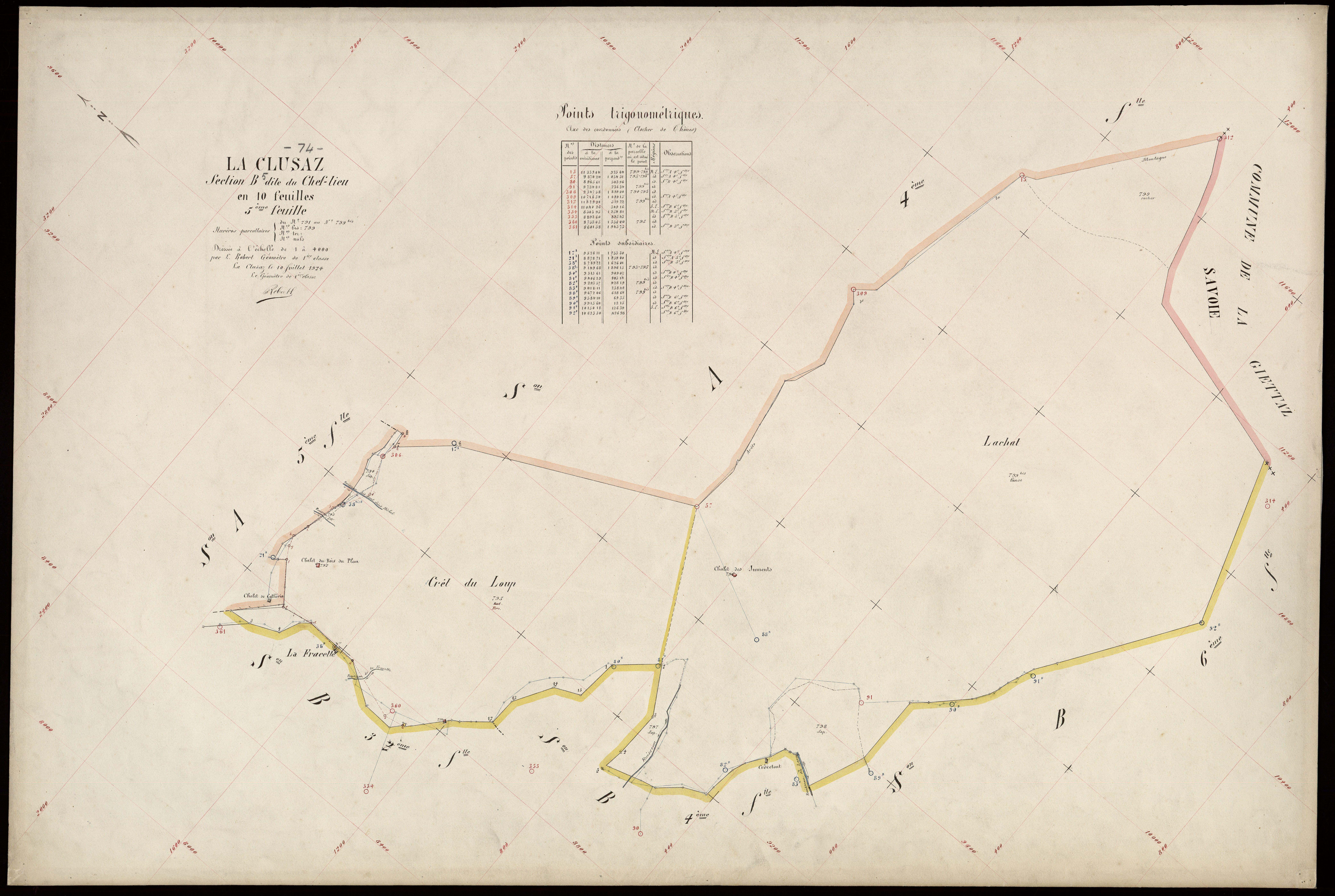 3 P 3 3694 - Feuille n° 6, parcelles n° 800 à 868 - 10 juillet 1924