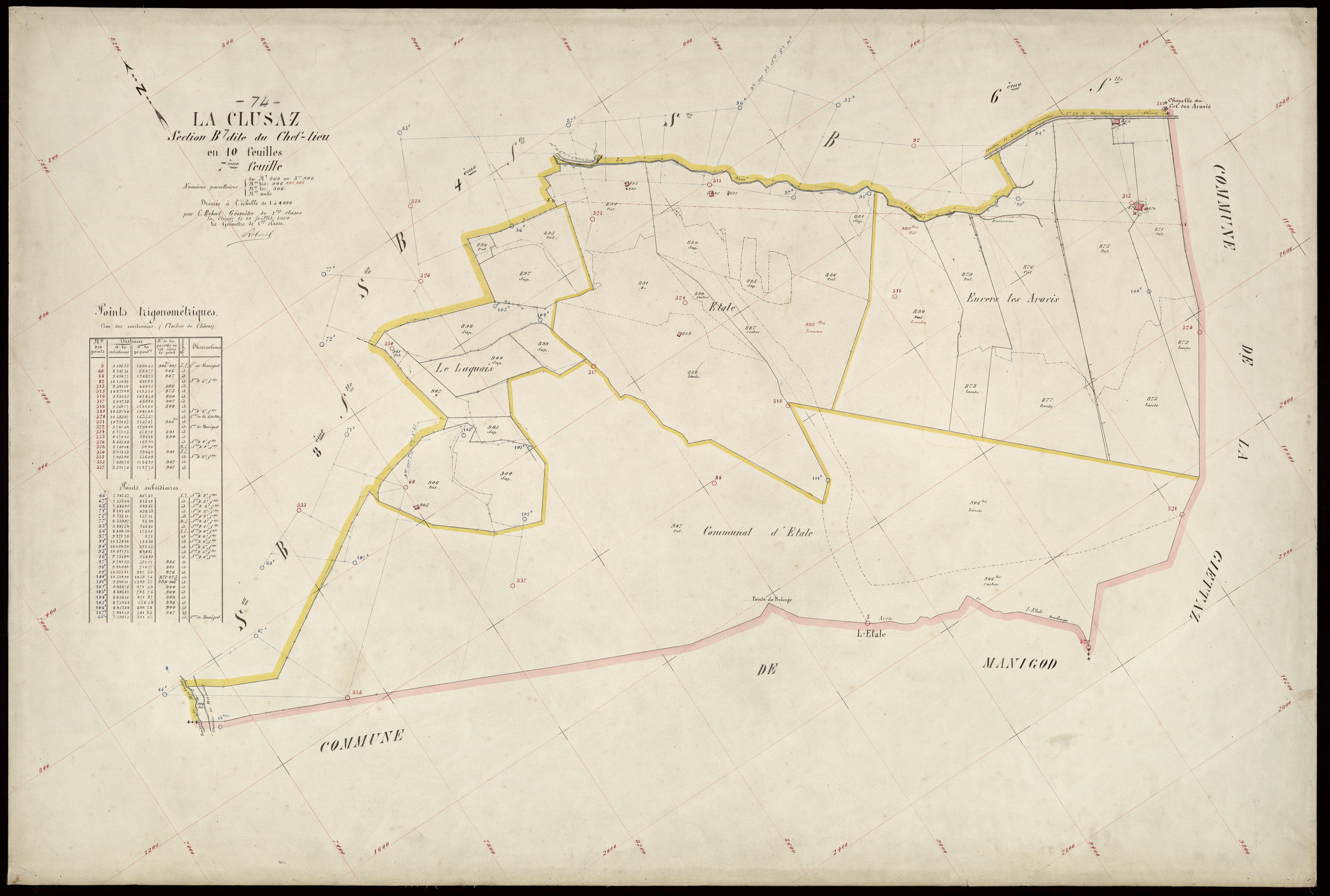 3 P 3 3696 - Feuille n° 8, parcelles n° 909 à 1021 - 10 juillet 1924
