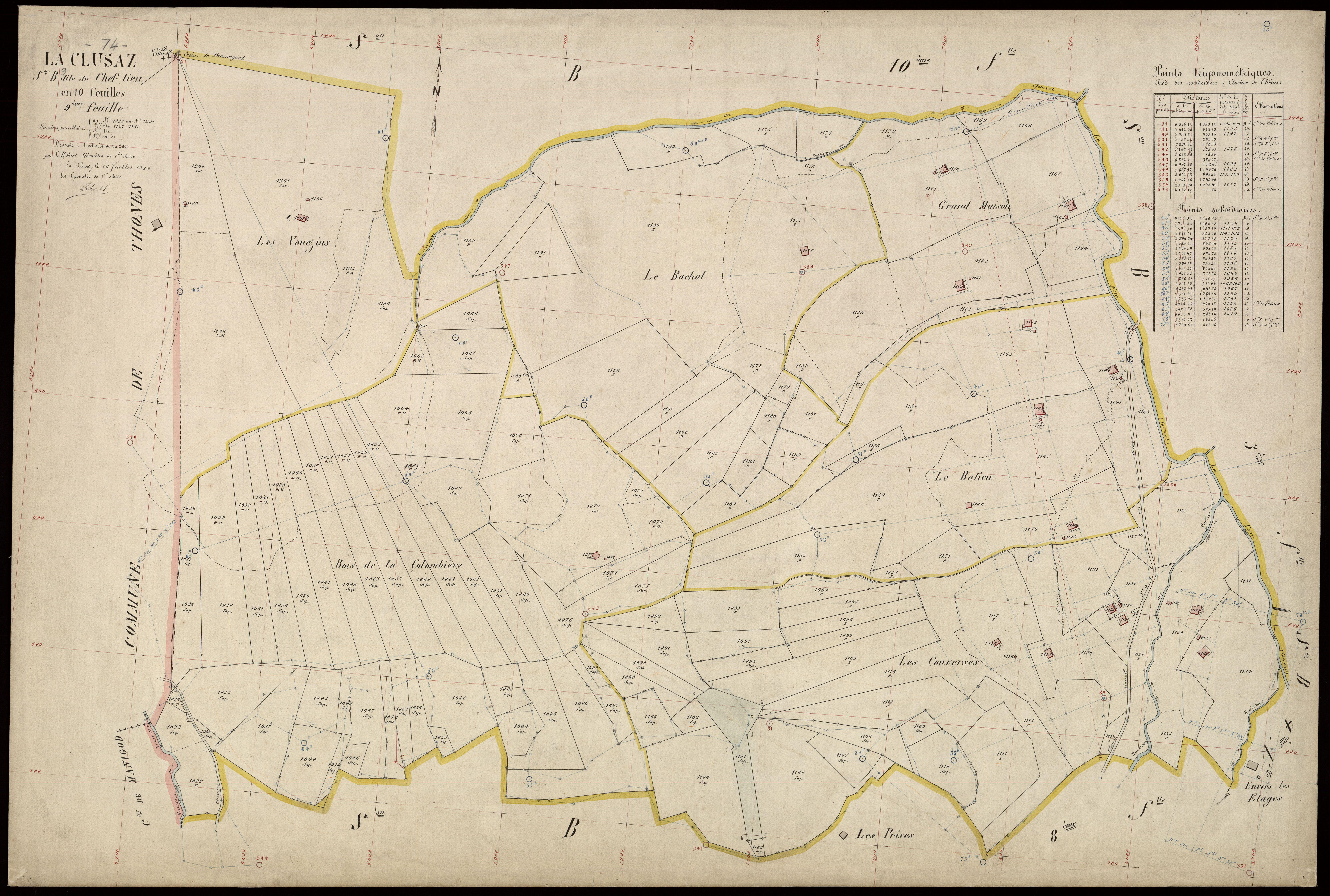 3 P 3 3698 - Feuille n° 10, parcelles n° 1202 à 1340 - 10 juillet 1924