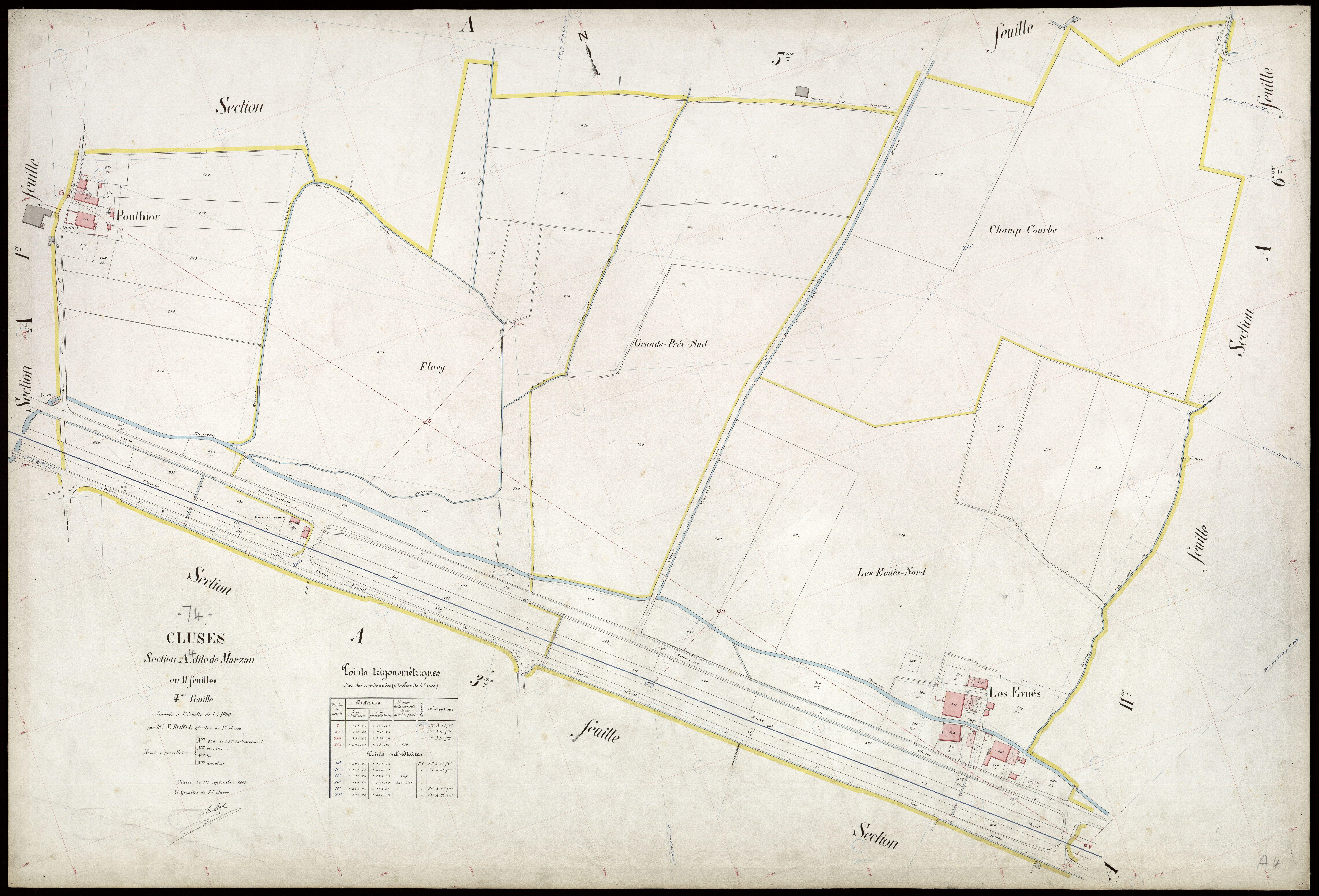3 P 3 3705 - Feuille n° , parcelles n° 2 à 671 - 1er septembre 1909
