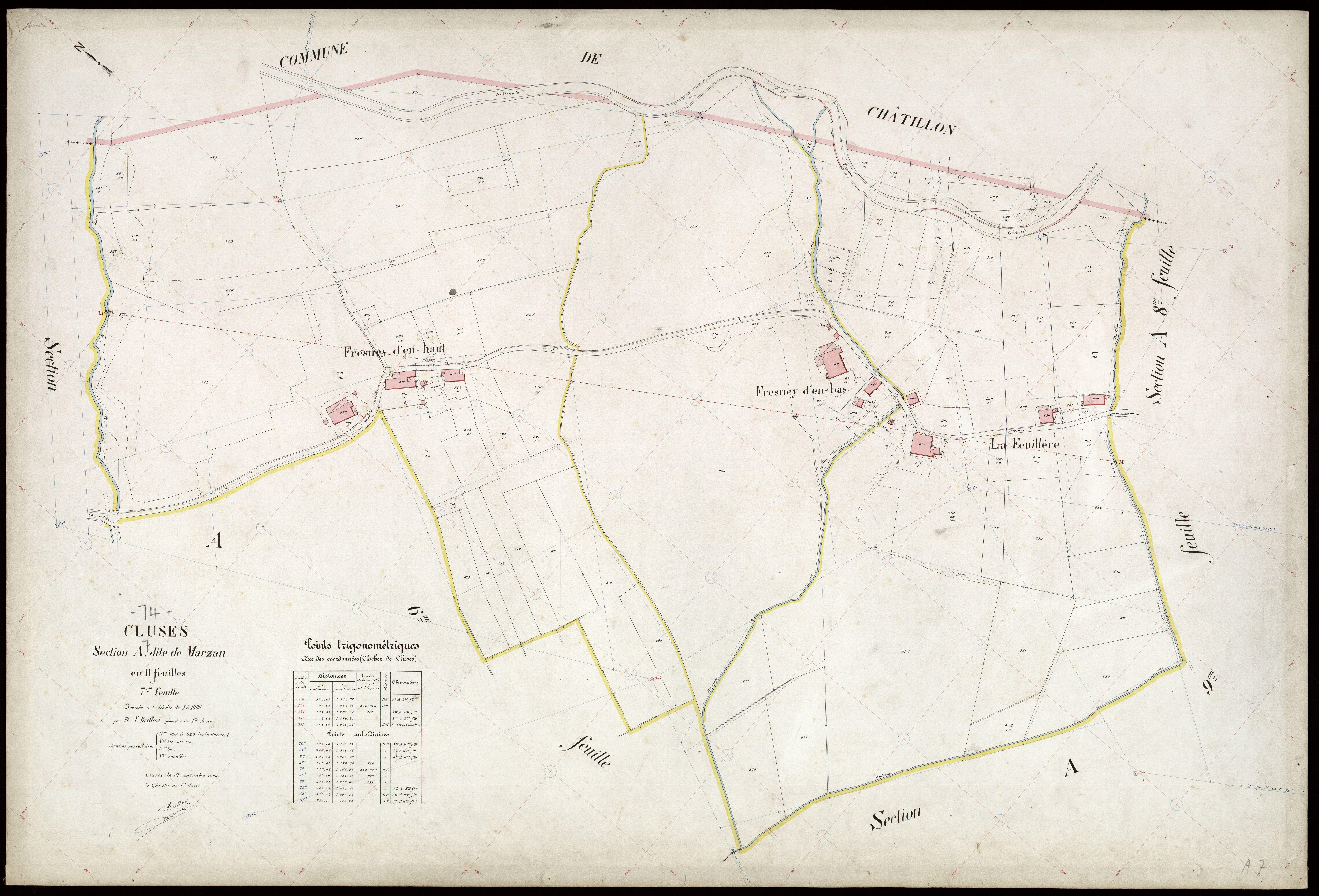 3 P 3 3708 - Feuille n° 8, parcelles n° 926 à 983 - 1er septembre 1909