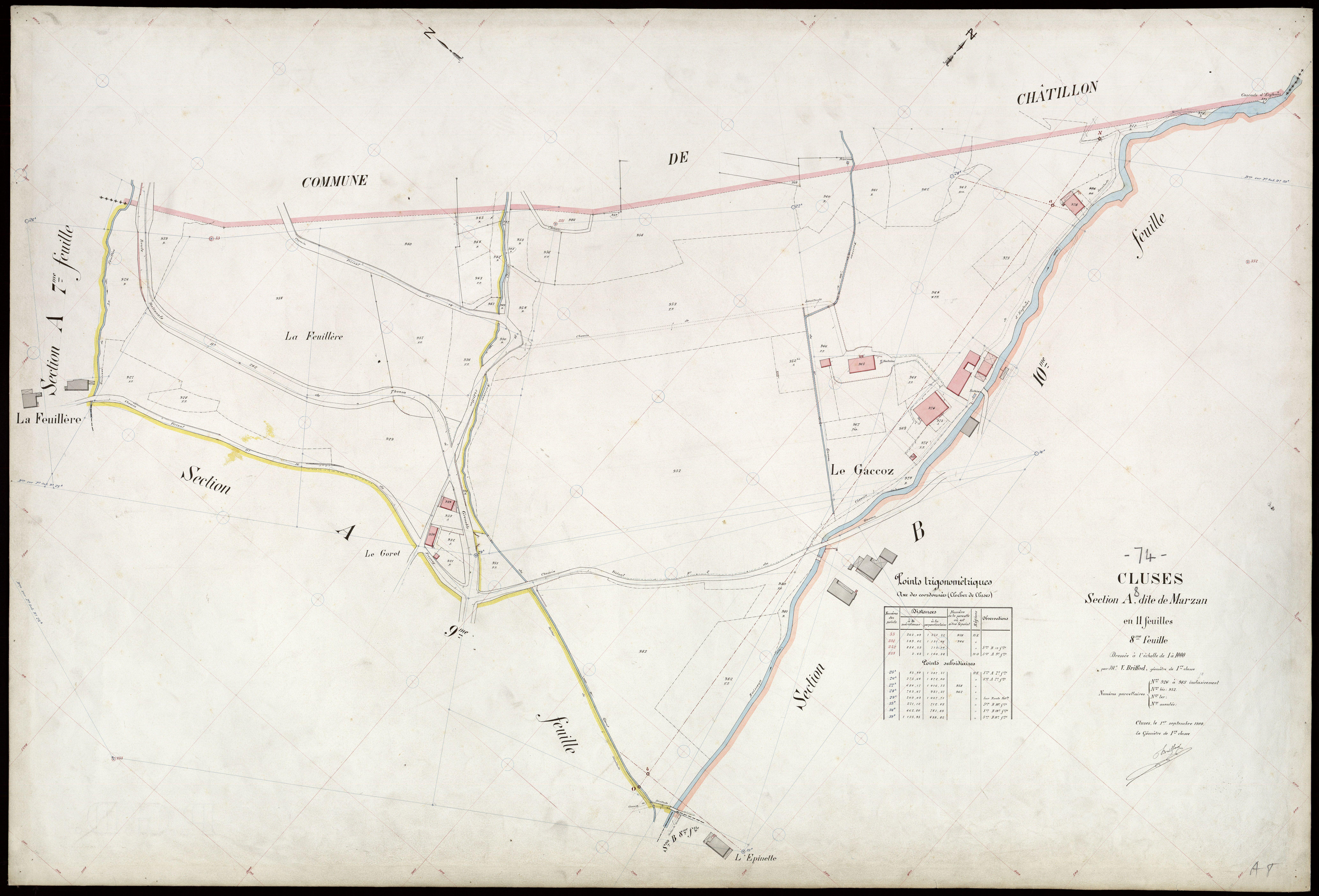 3 P 3 3709 - Feuille n° 9, parcelles n° 984 à 114 - 1er septembre 1909