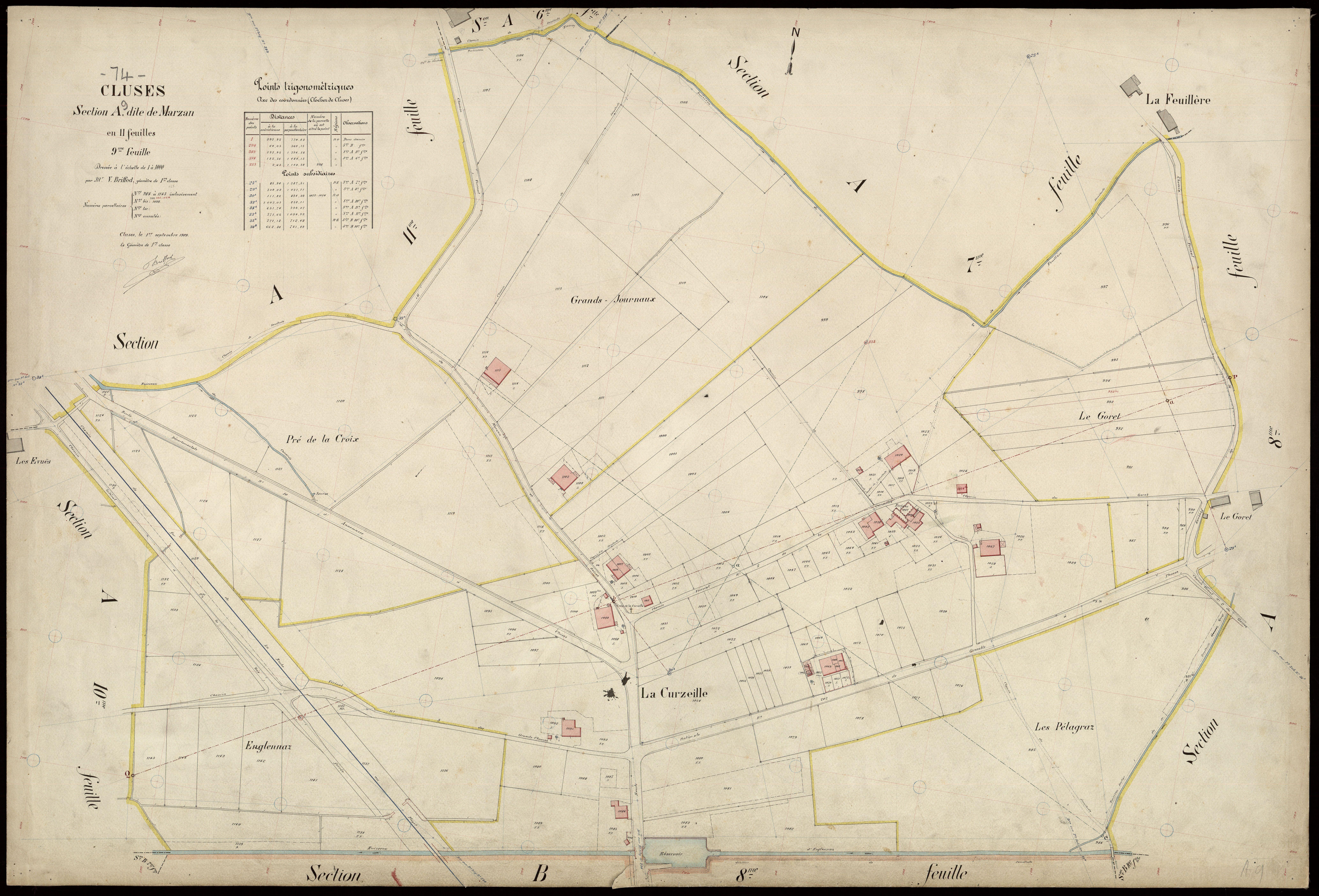 3 P 3 3710 - Feuille n° 10, parcelles n° 1146 à 1292 - 1er septembre 1909