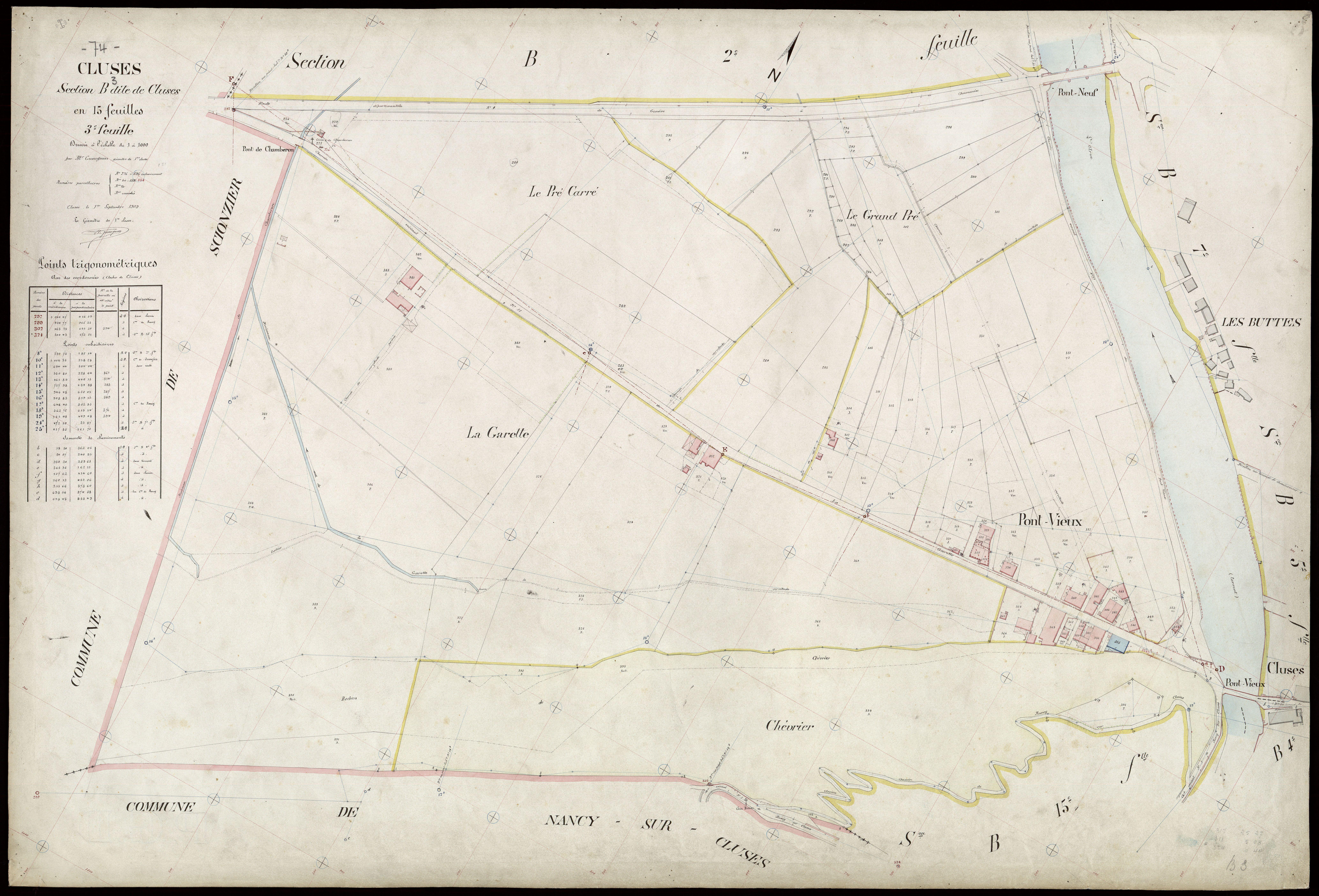 3 P 3 3715 - Feuille n° 4, parcelles n° 397 à 49 - 1er septembre 1909