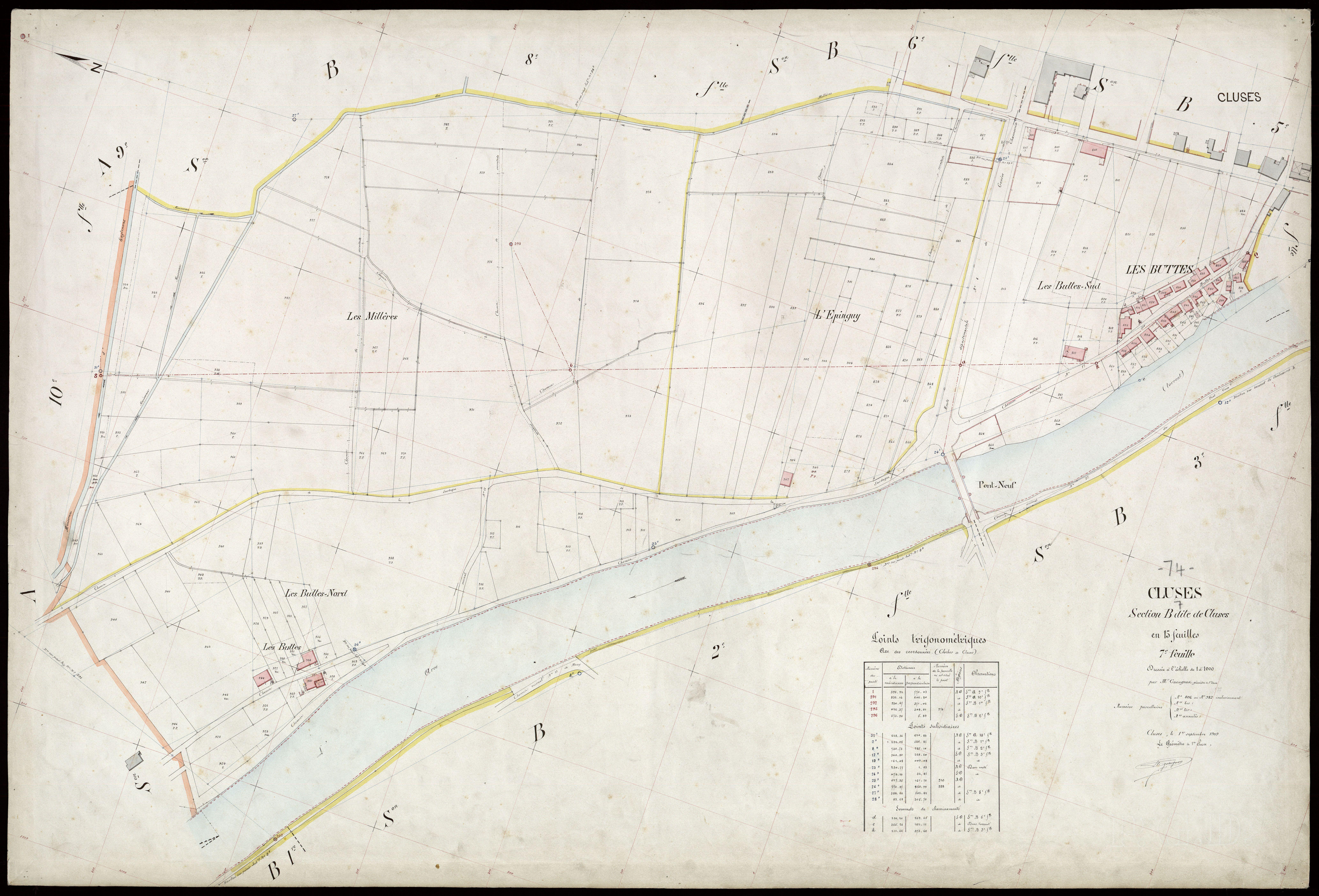 3 P 3 3719 - Feuille n° 8, parcelles n° 983 à 1097 - 1er septembre 1909