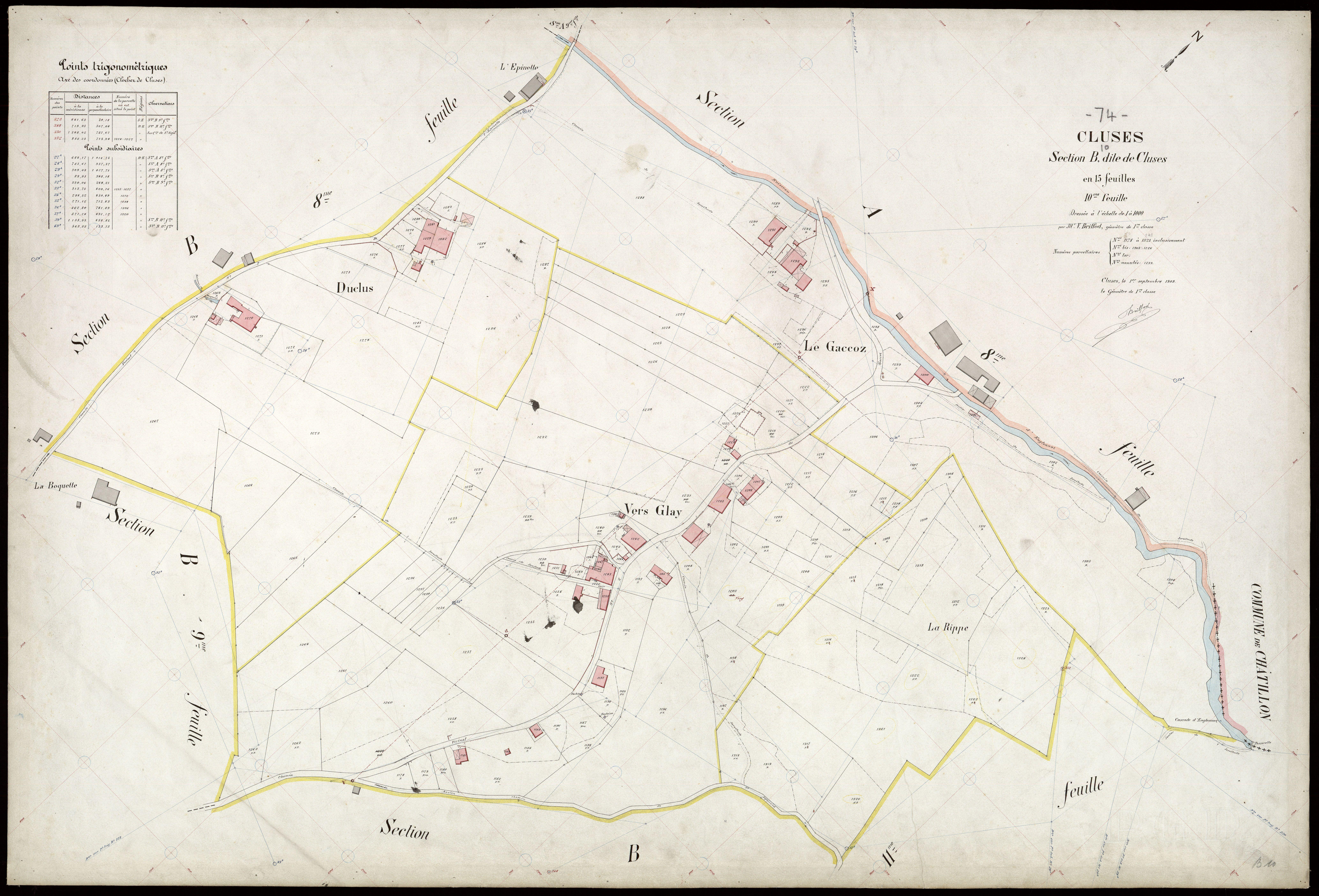 3 P 3 3722 - Feuille n° 11, parcelles n° 1326 à 142 - 1er septembre 1909