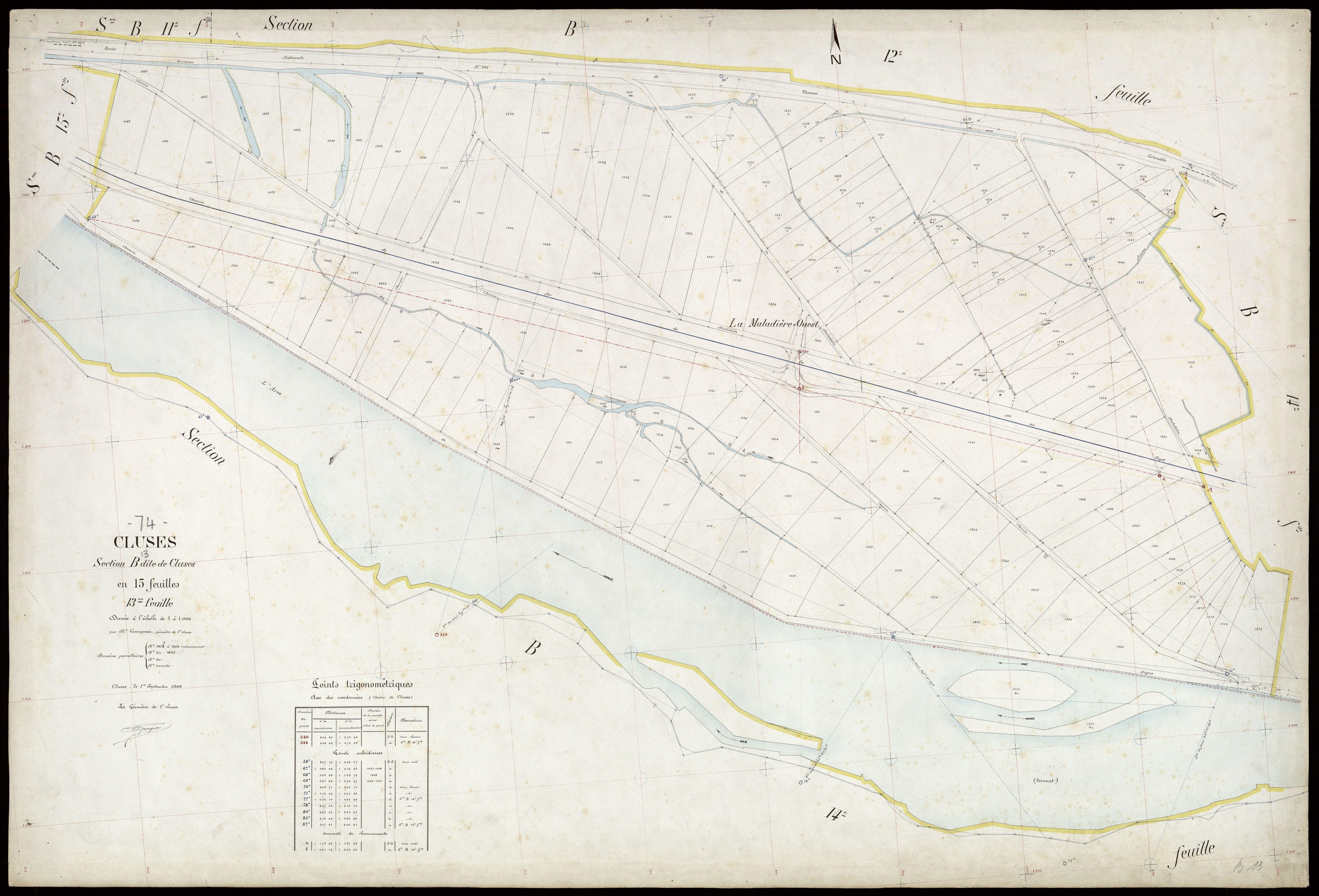3 P 3 3725 - Feuille n° 14, parcelles n° 1660 à 1717 - 1er septembre 1909