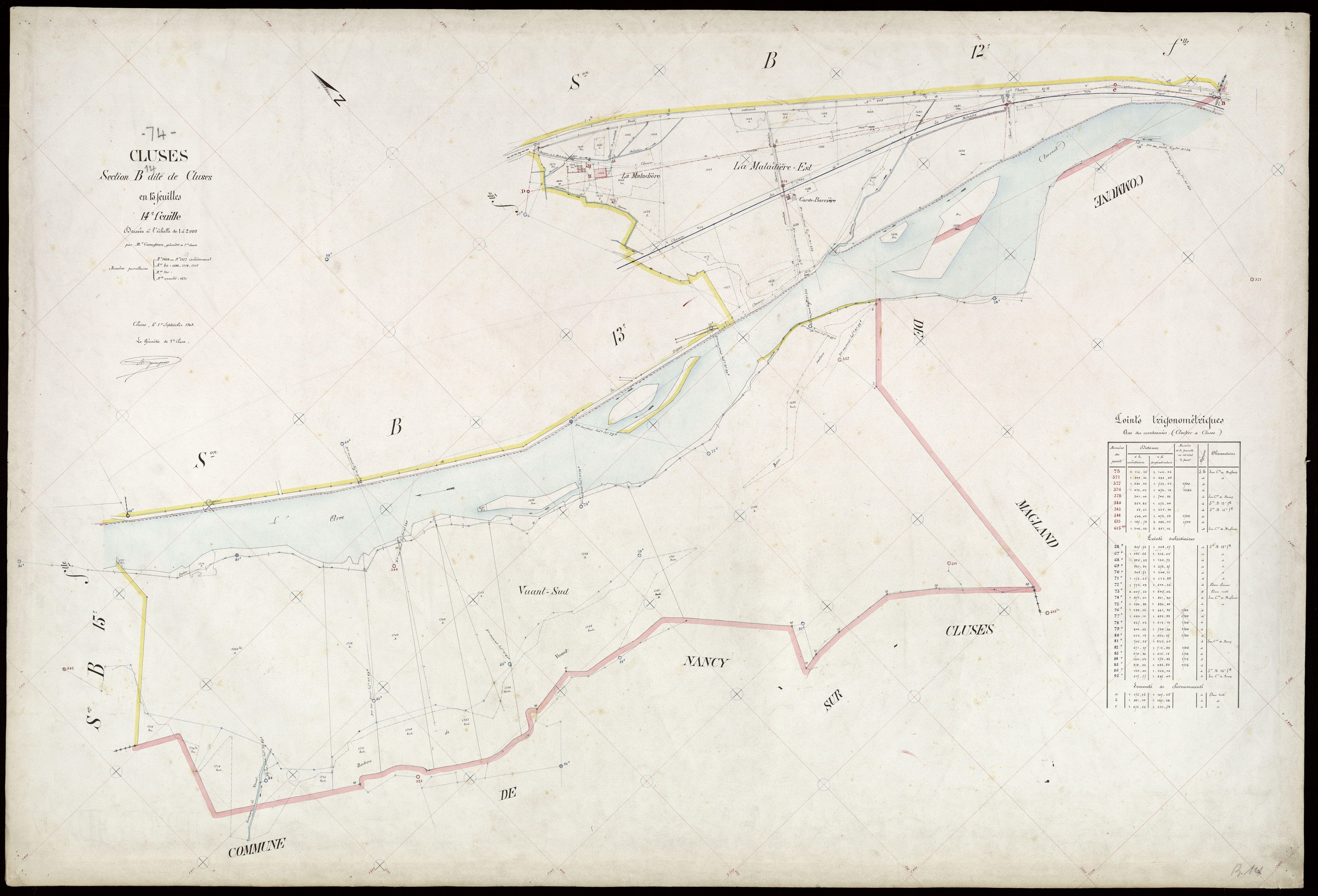 3 P 3 3726 - Feuille n° 1, parcelles n° 1718 à 1764 - 1er septembre 1909