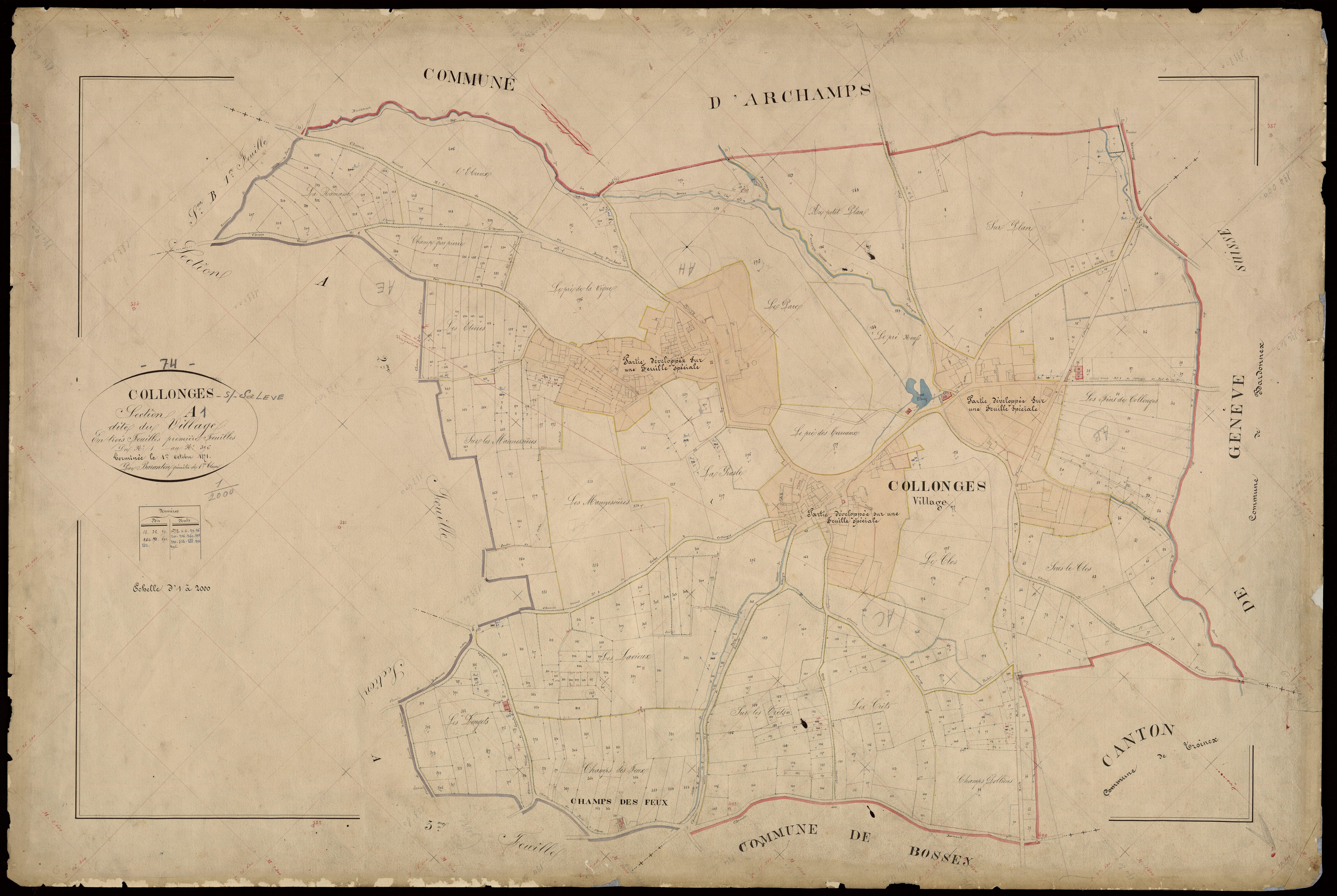 3 P 3 3732 - Feuille n° 1 bis, parcelles n° 397 à 689 - 1er octobre 1871