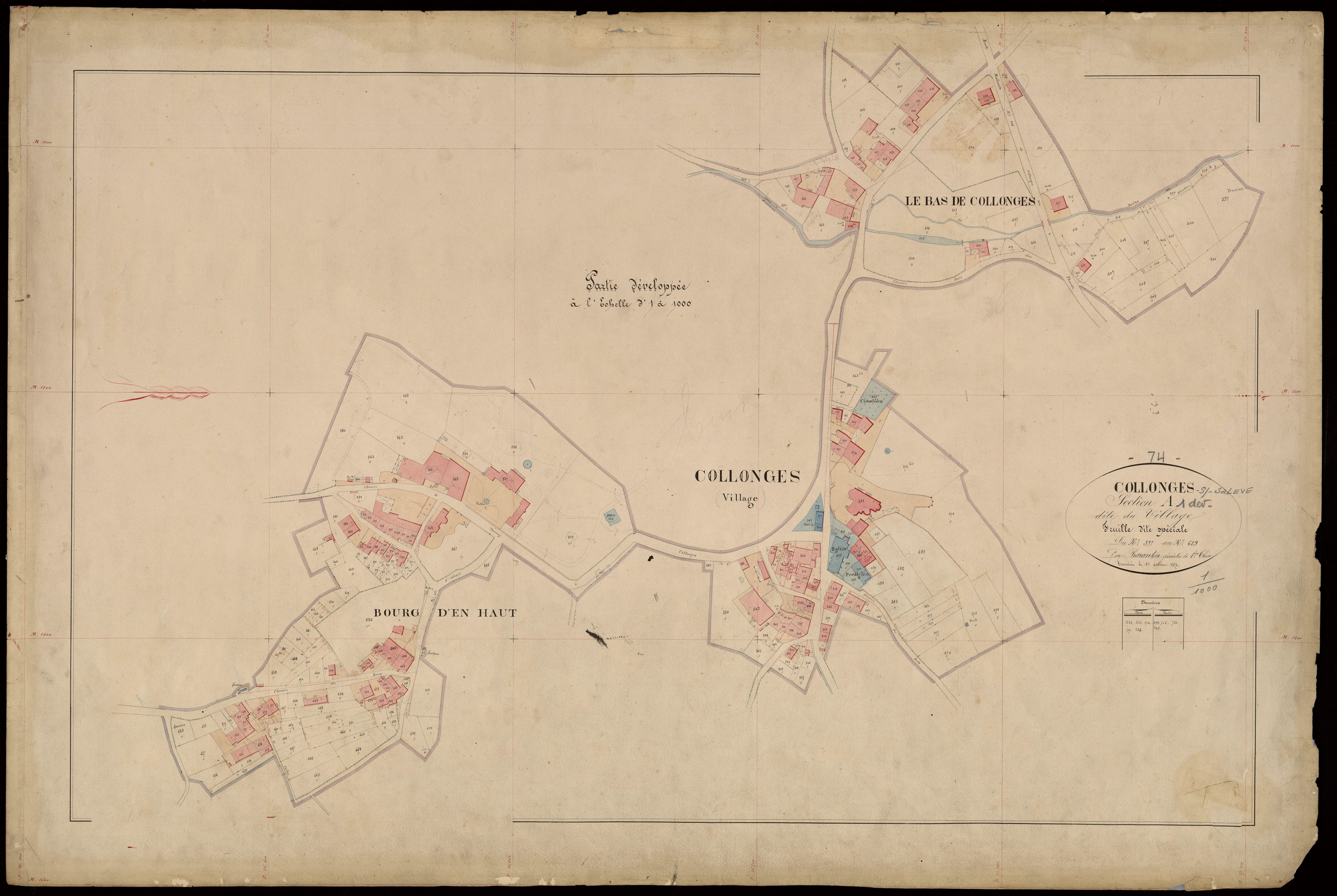 3 P 3 3733 - Feuille n° 2, parcelles n° 690 à 92 - 1er octobre 1871