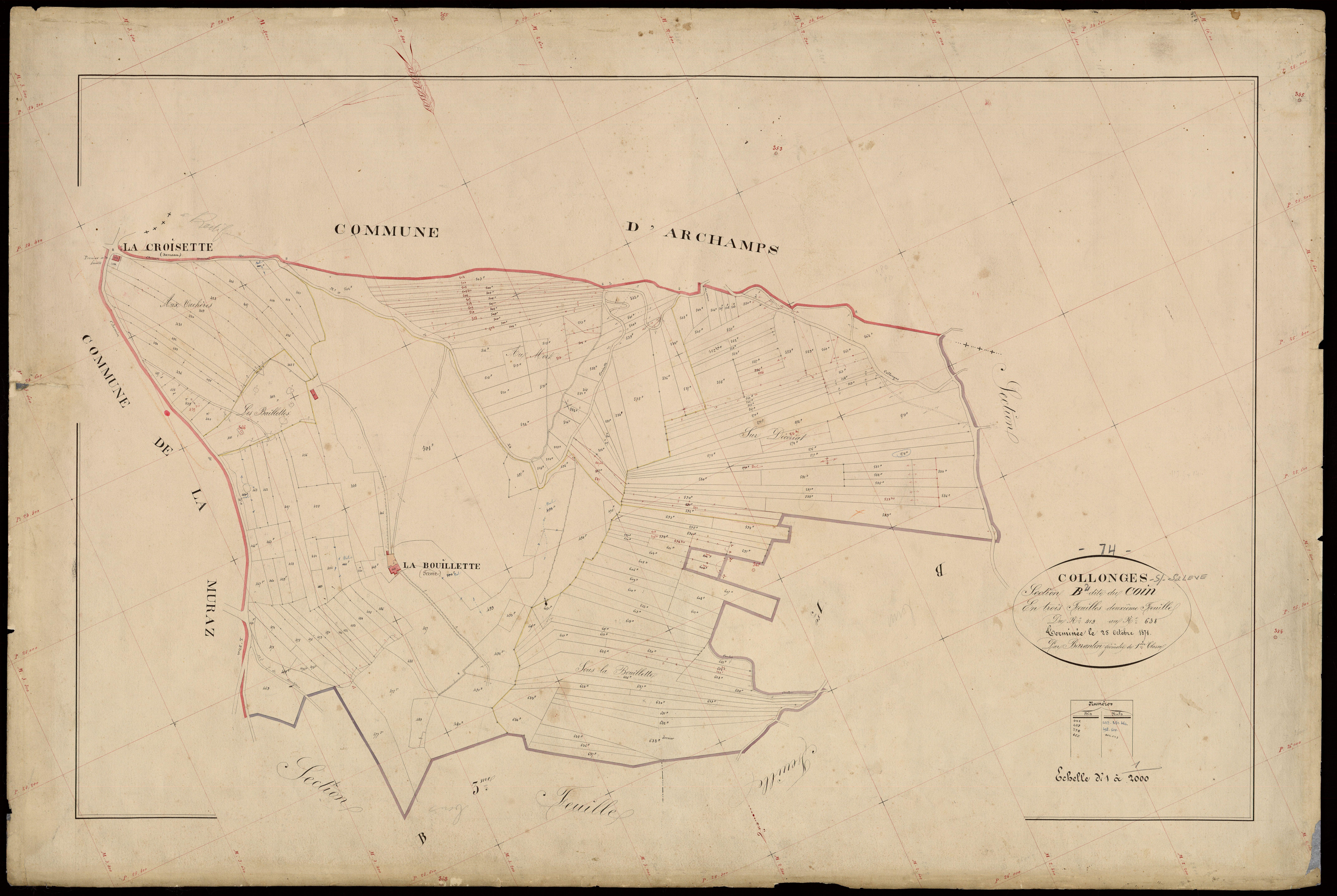 3 P 3 3737 - Feuille n° 3, parcelles n° 639 à 677 - 25 octobre 1871
