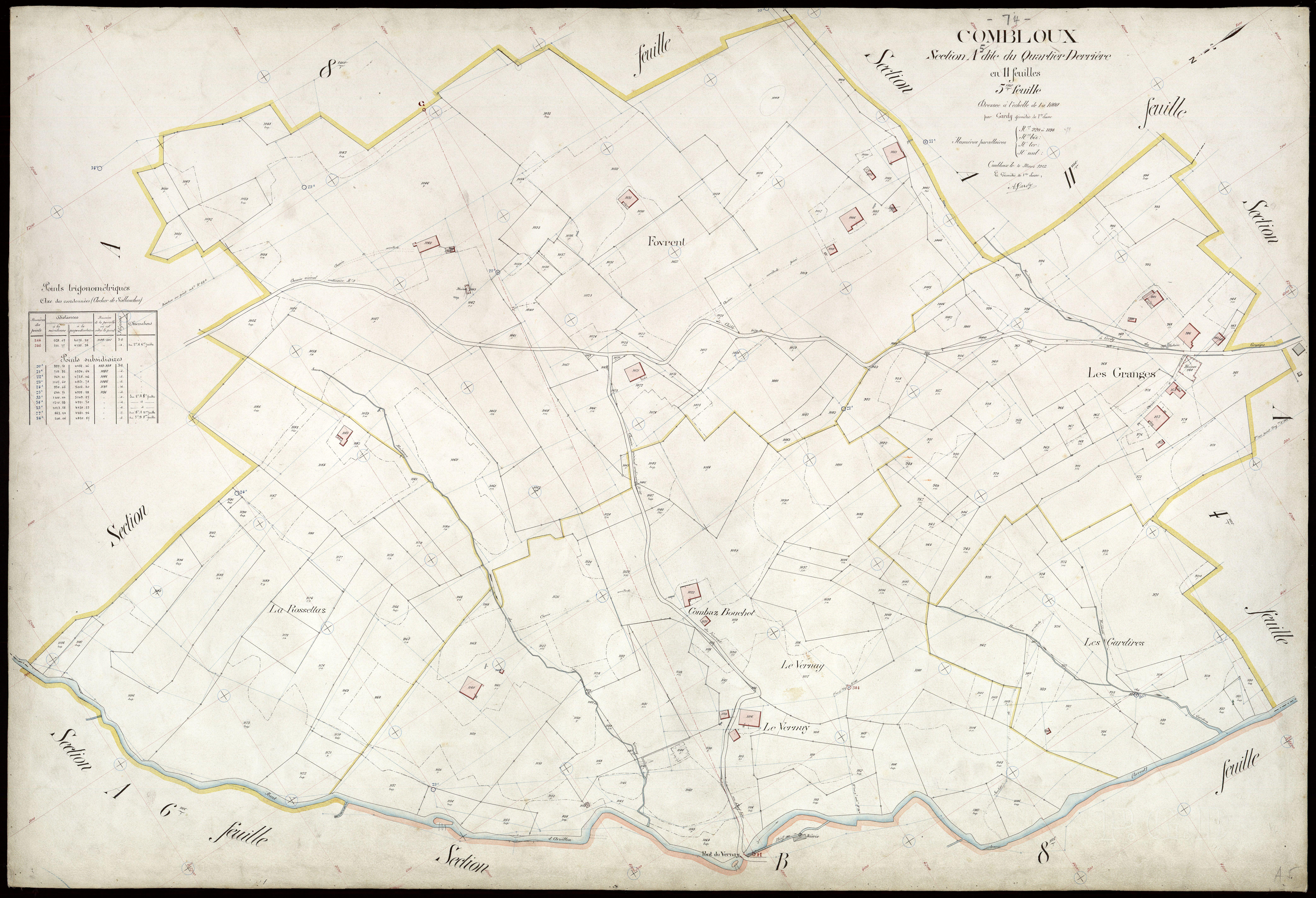 3 P 3 3744 - Feuille n° 6, parcelles n° 1199 à 1343 - 4 mars 1912