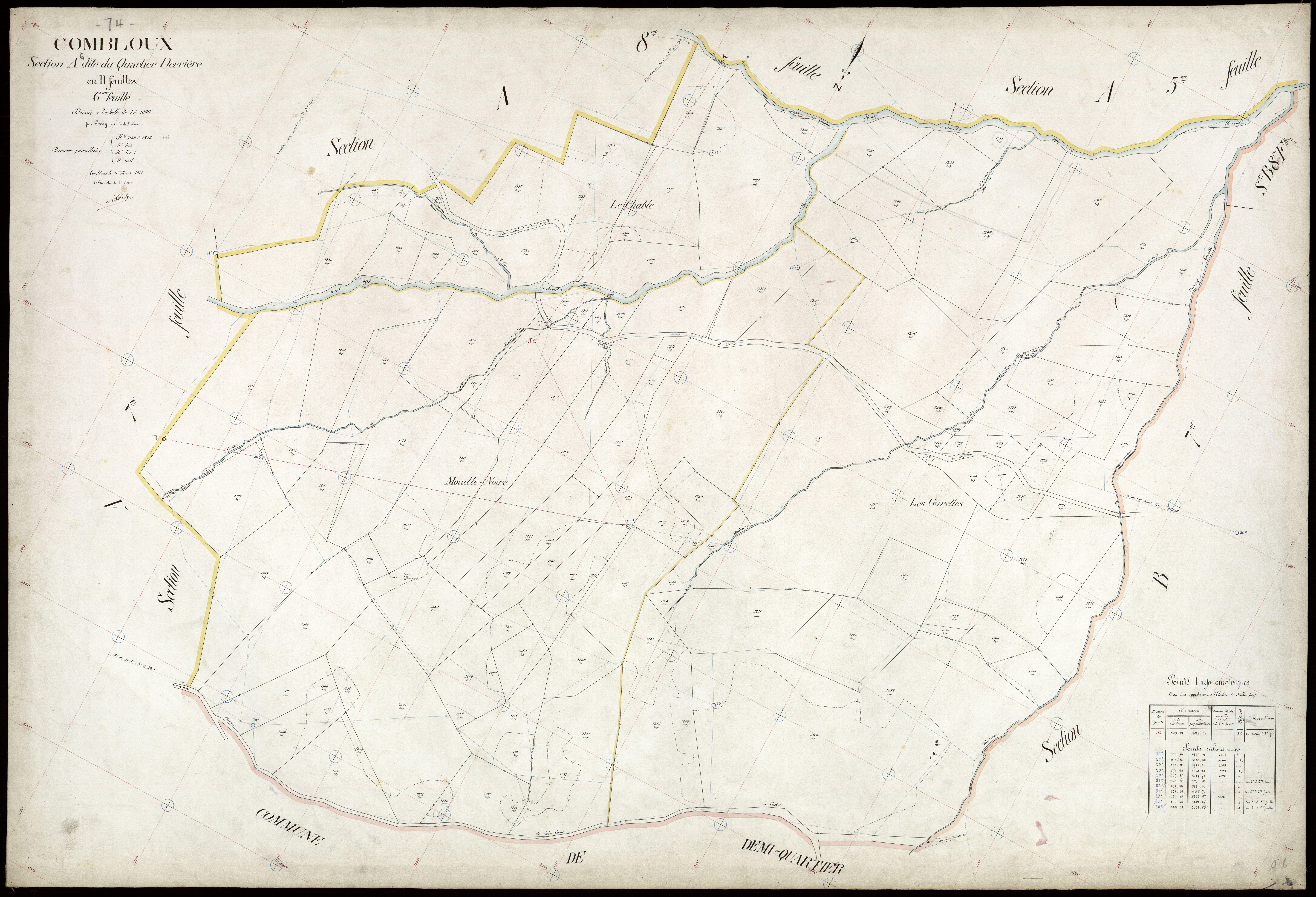 3 P 3 3745 - Feuille n° 7, parcelles n° 1344 à 146 - 4 mars 1912