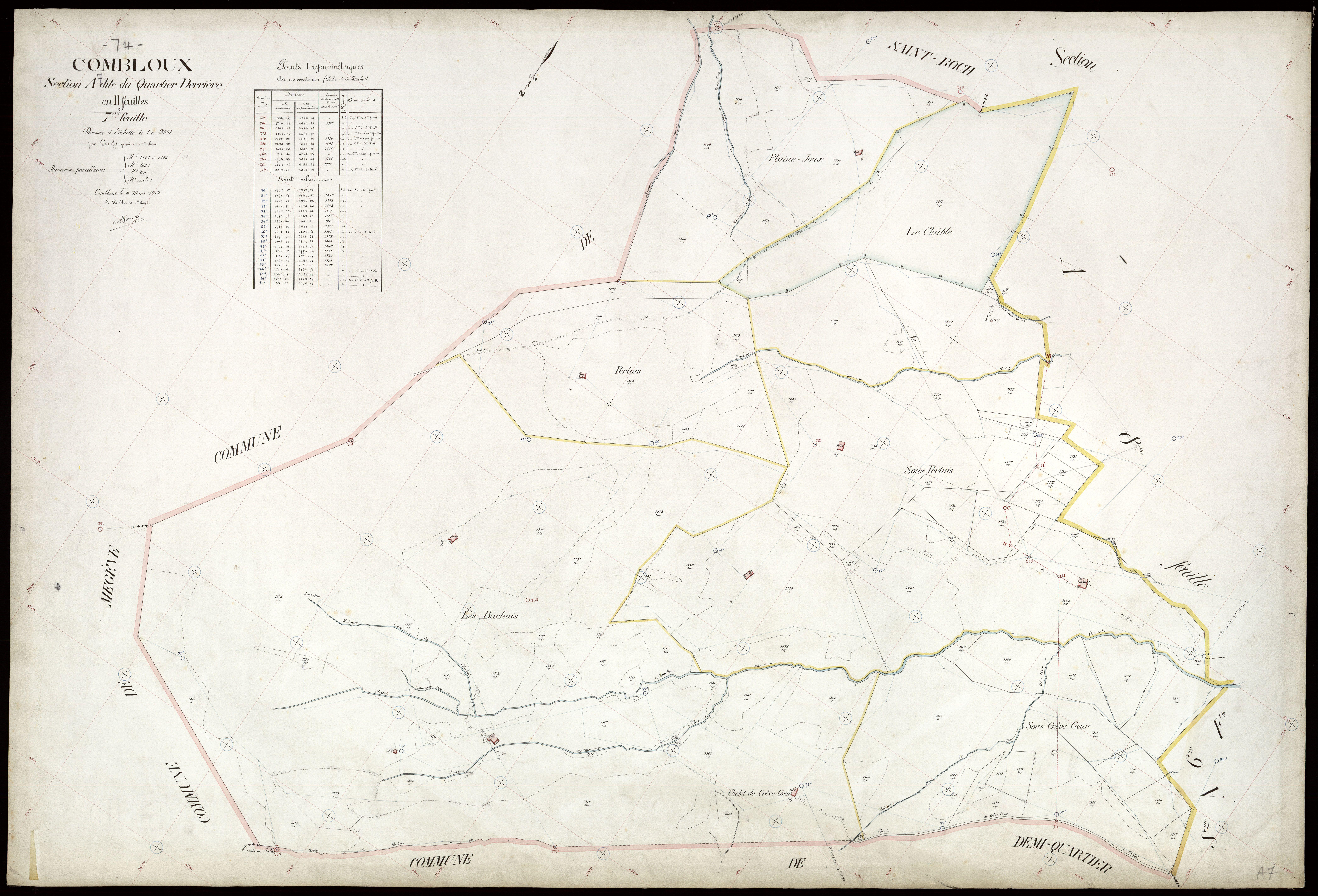 3 P 3 3746 - Feuille n° 8, parcelles n° 147 à 1724 - 4 mars 1912