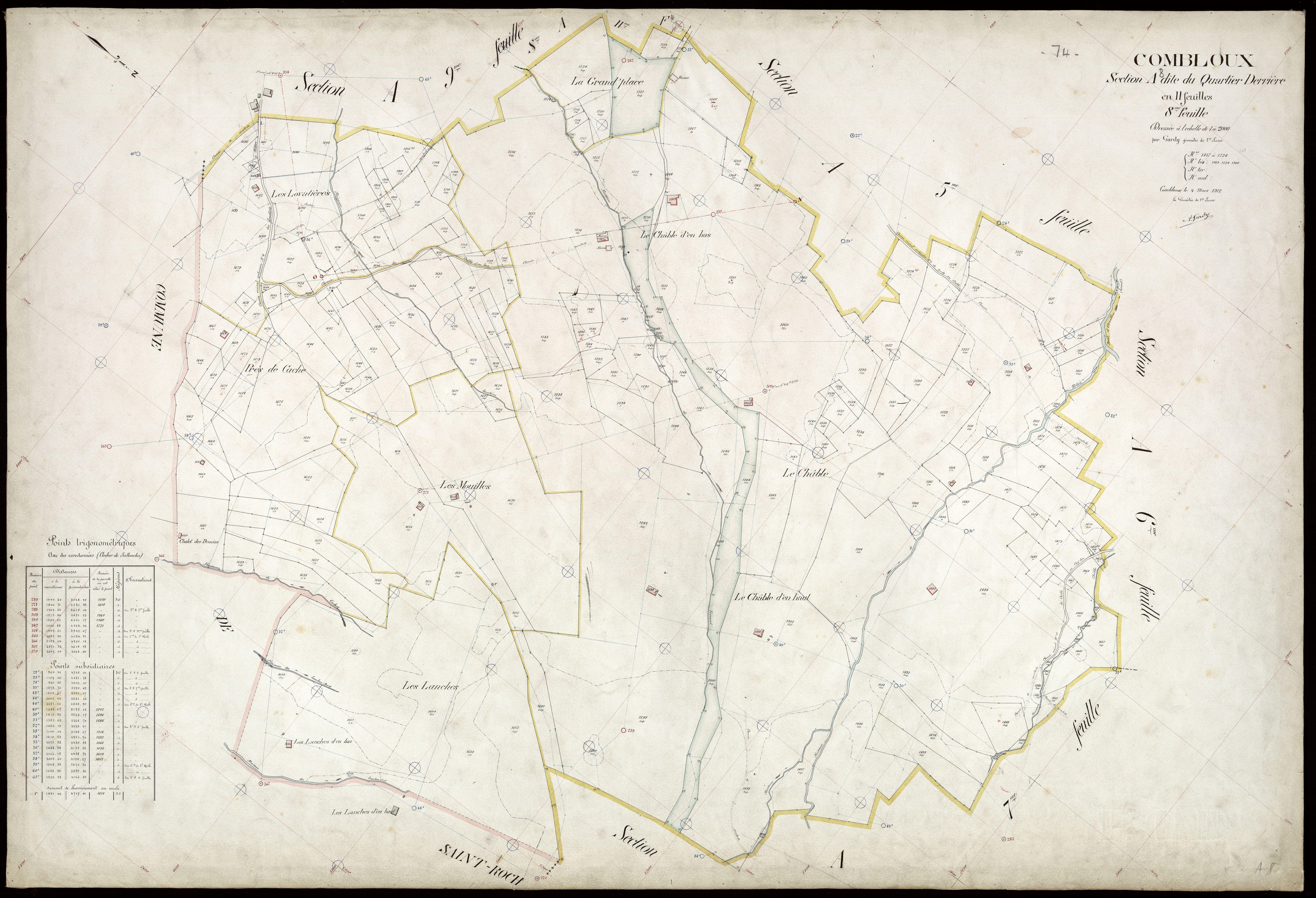 3 P 3 3747 - Feuille n° 9, parcelles n° 172 à 183 - 4 mars 1912