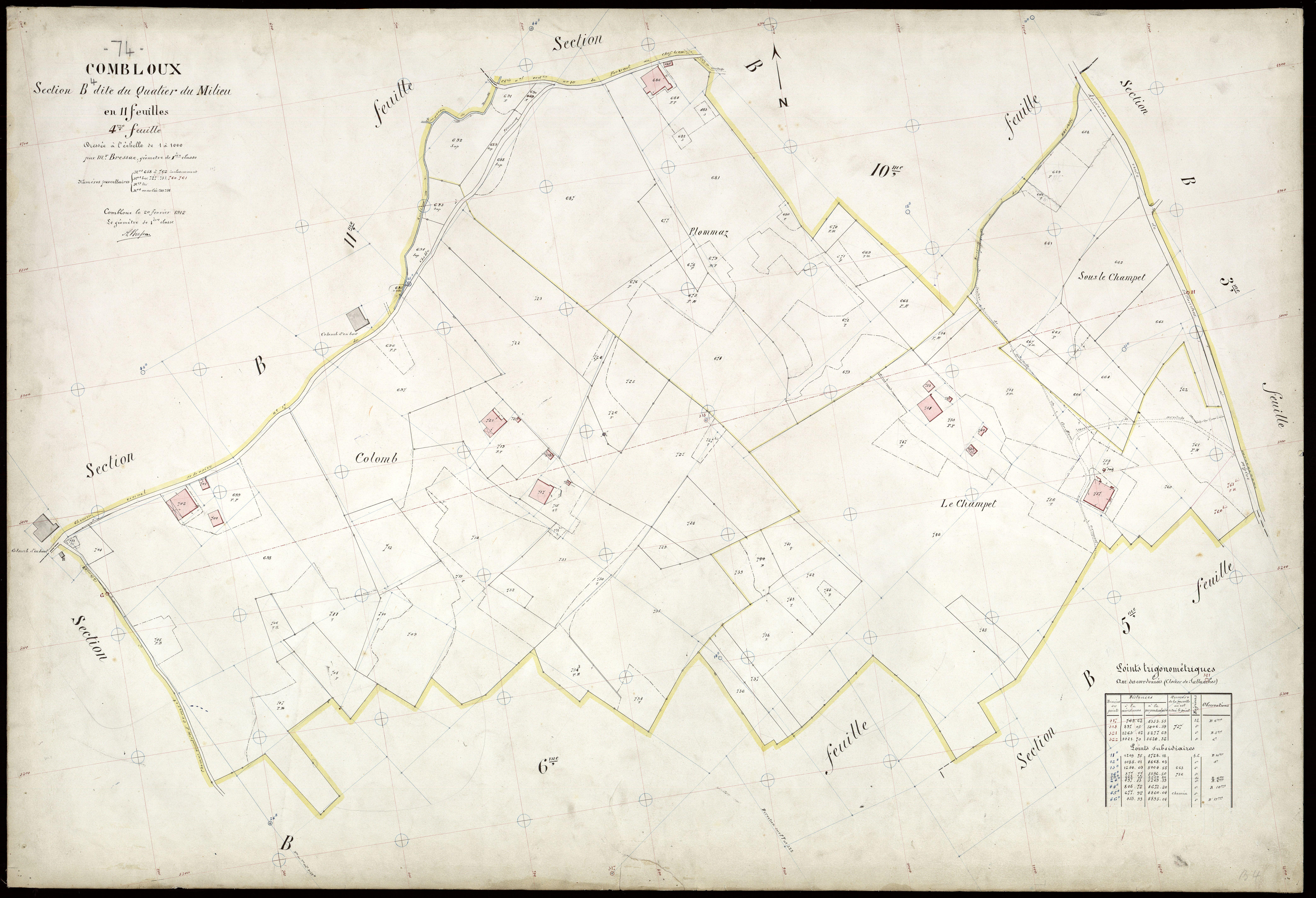 3 P 3 3754 - Feuille n° , parcelles n° 763 à 969 - 20 février 1912