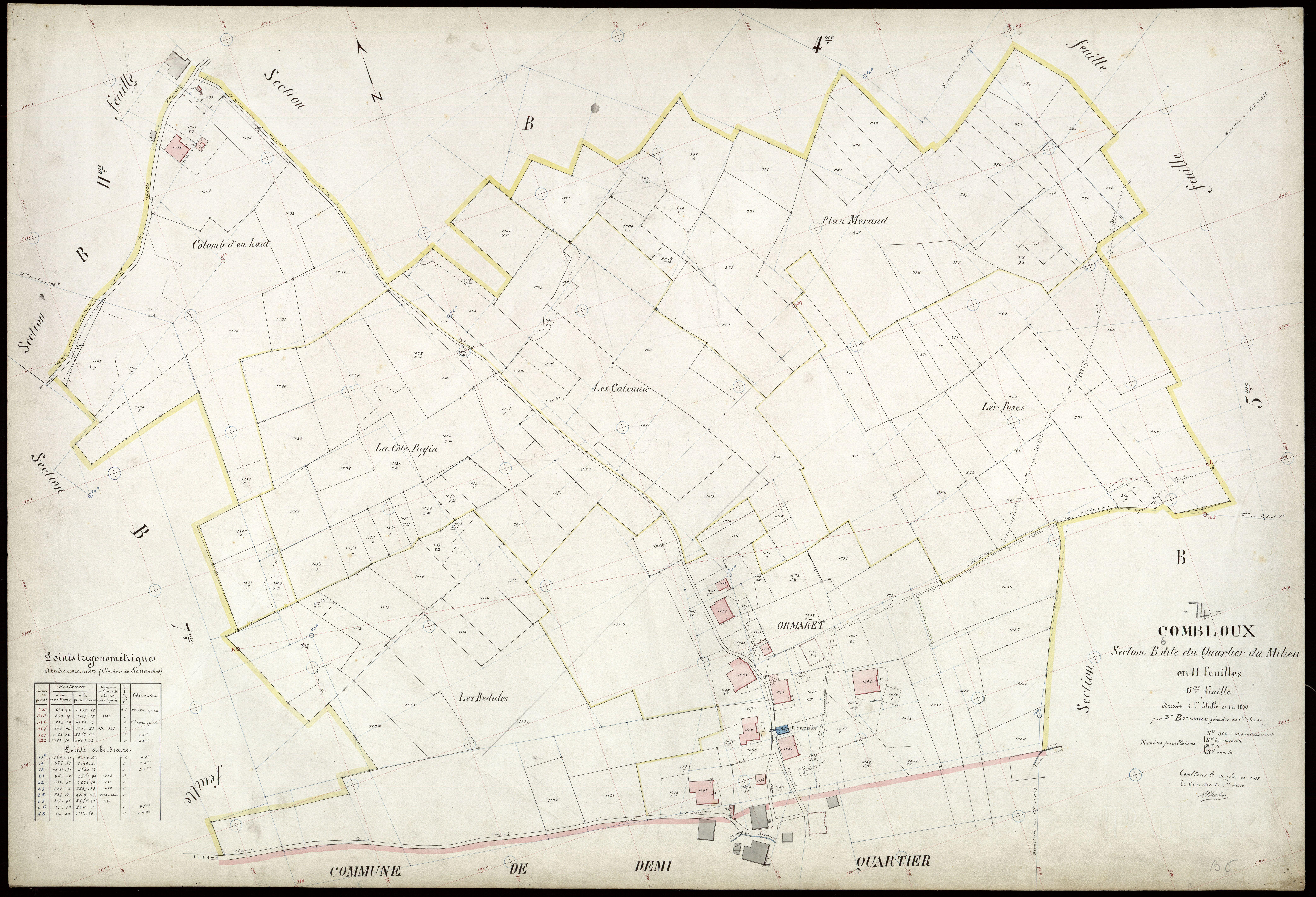 3 P 3 3756 - Feuille n° 7, parcelles n° 112 à 12 - 20 février 1912
