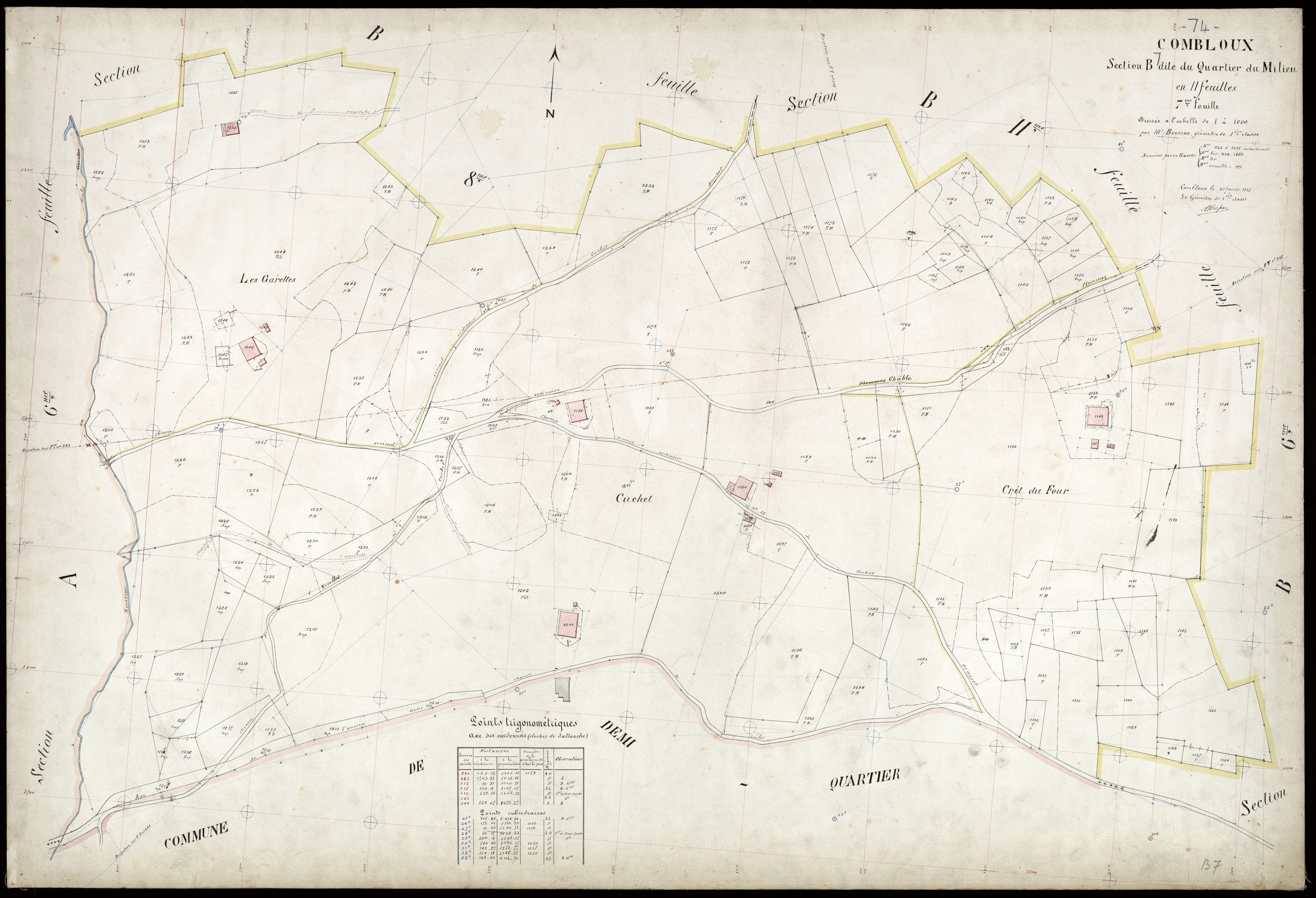 3 P 3 3757 - Feuille n° 8, parcelles n° 126 à 1401 - 20 février 1912