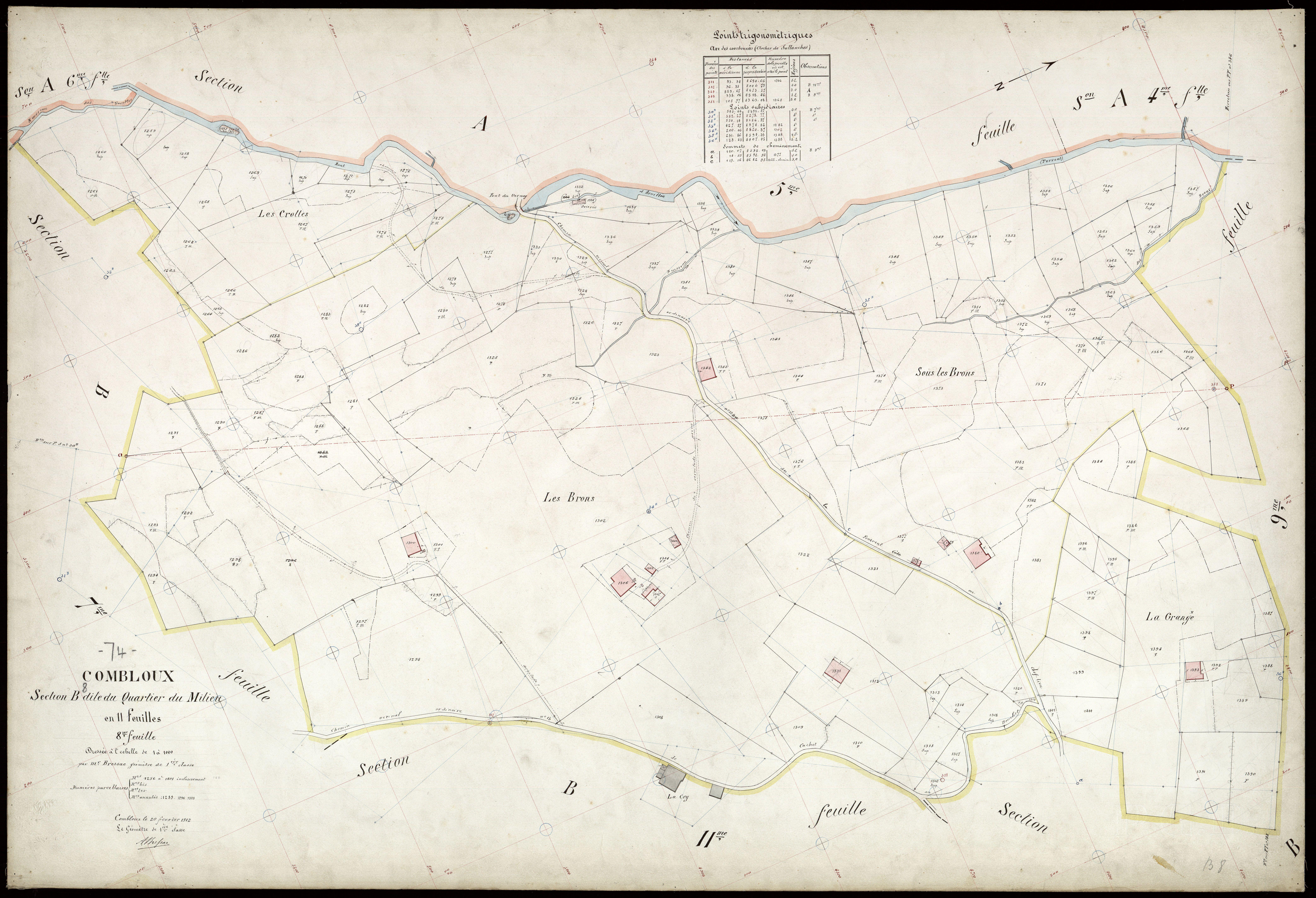 3 P 3 3758 - Feuille n° 9, parcelles n° 1402 à 184 - 20 février 1912