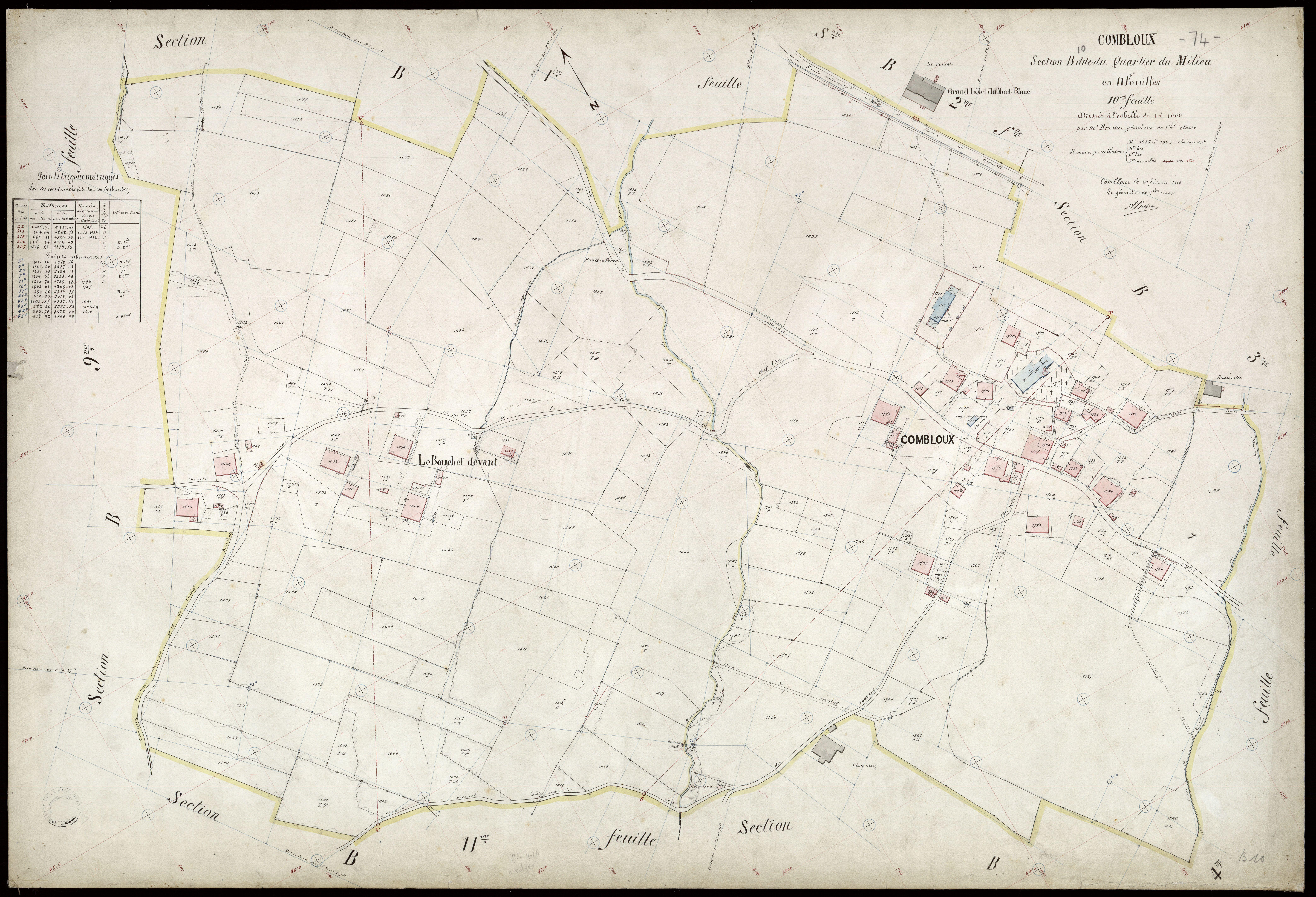 3 P 3 3760 - Feuille n° 11, parcelles n° 1804 à 1912 - 20 février 1912