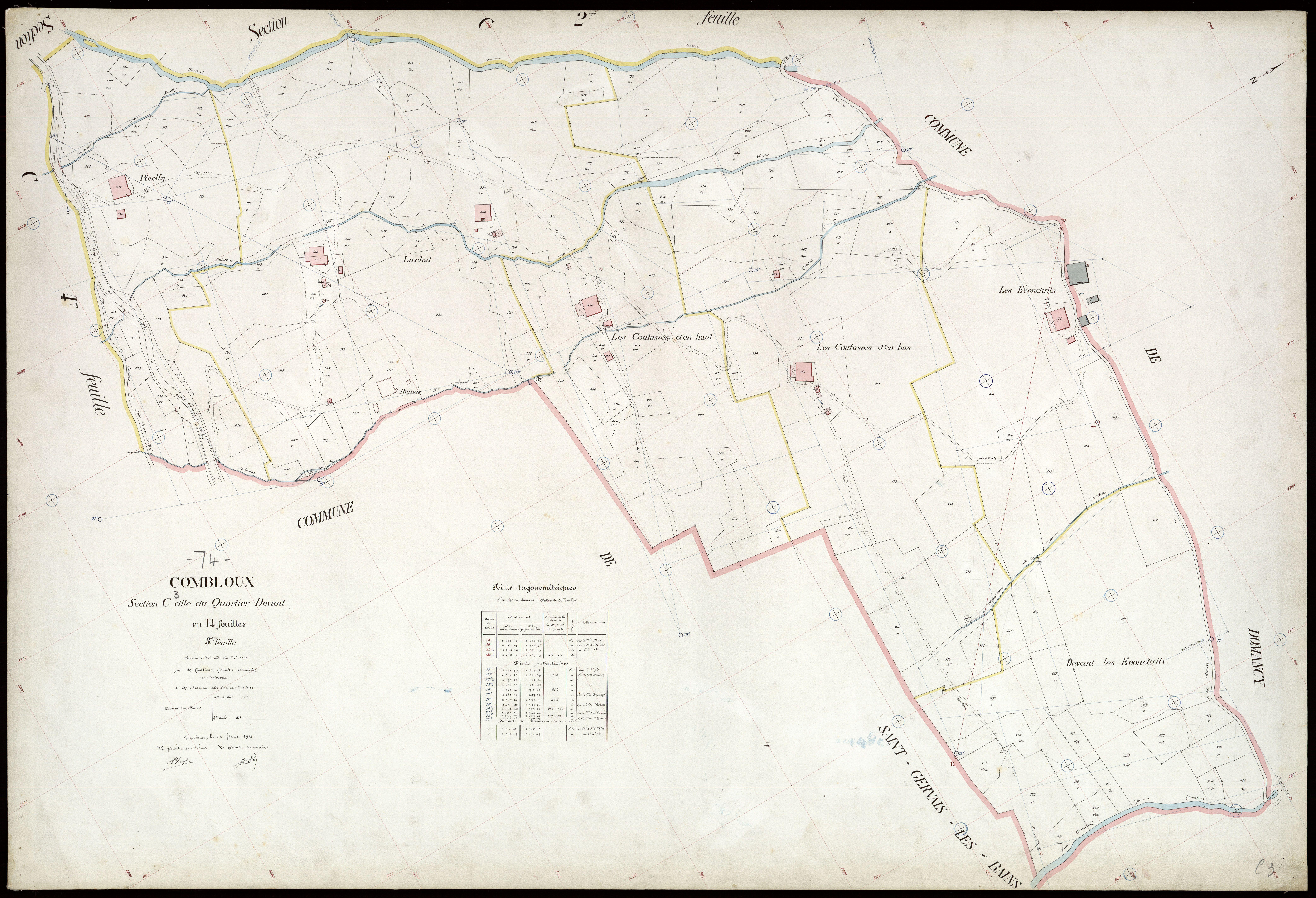 3 P 3 3764 - Feuille n° 4, parcelles n° 92 à 826 - 20 février 1912