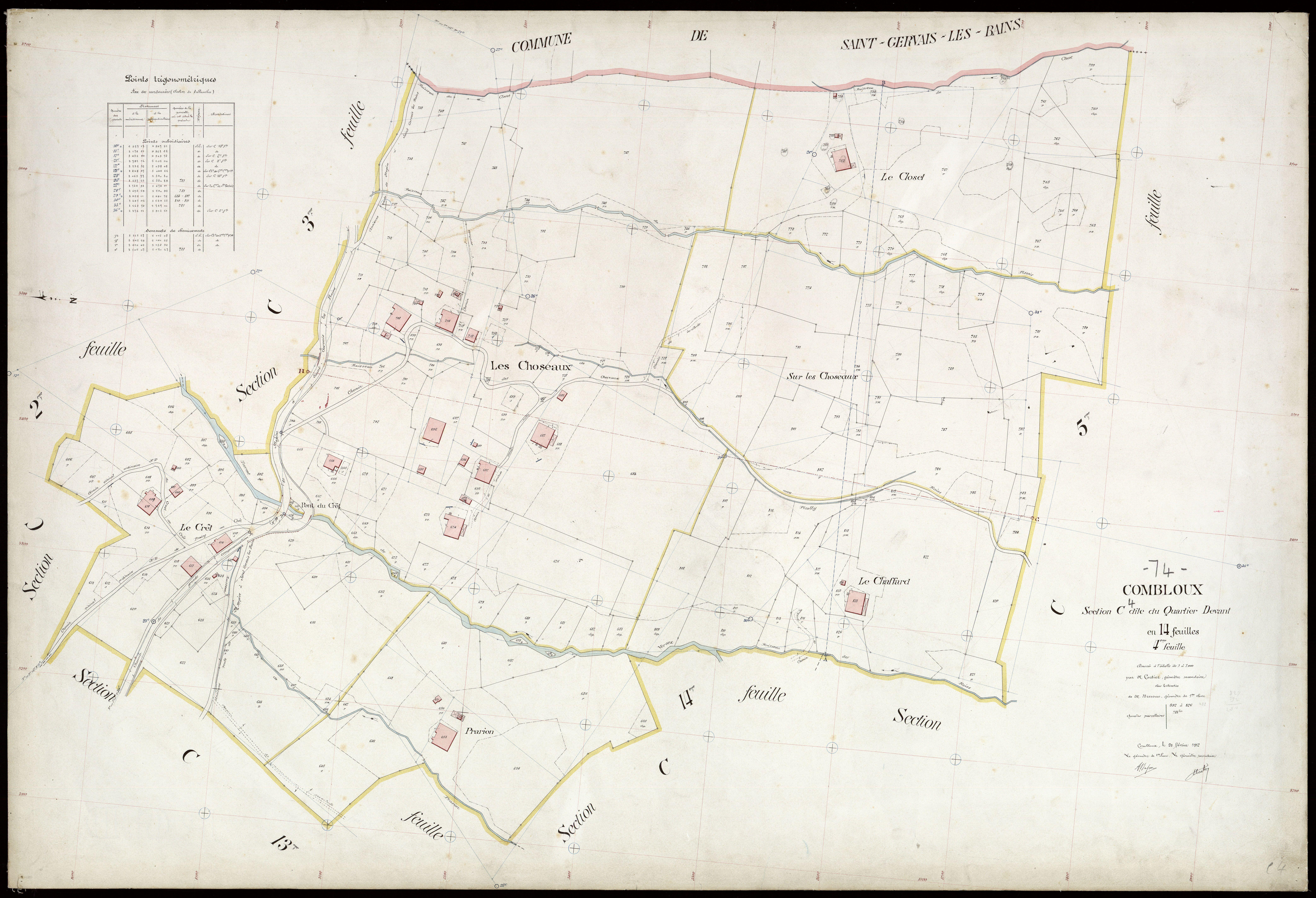 3 P 3 3765 - Feuille n° , parcelles n° 827 à 1016 - 20 février 1912