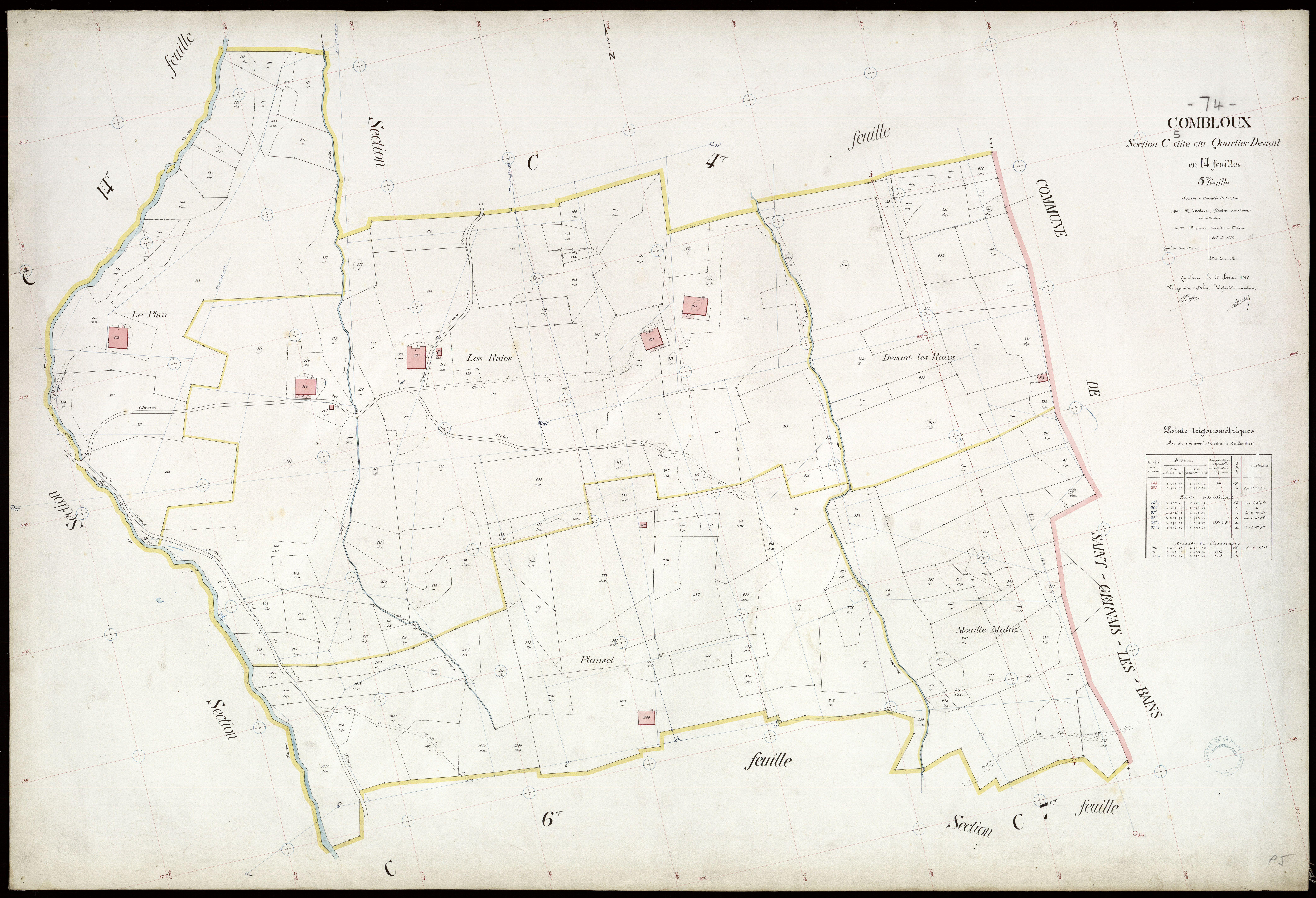 3 P 3 3766 - Feuille n° 6, parcelles n° 1017 à 1212 - 20 février 1912
