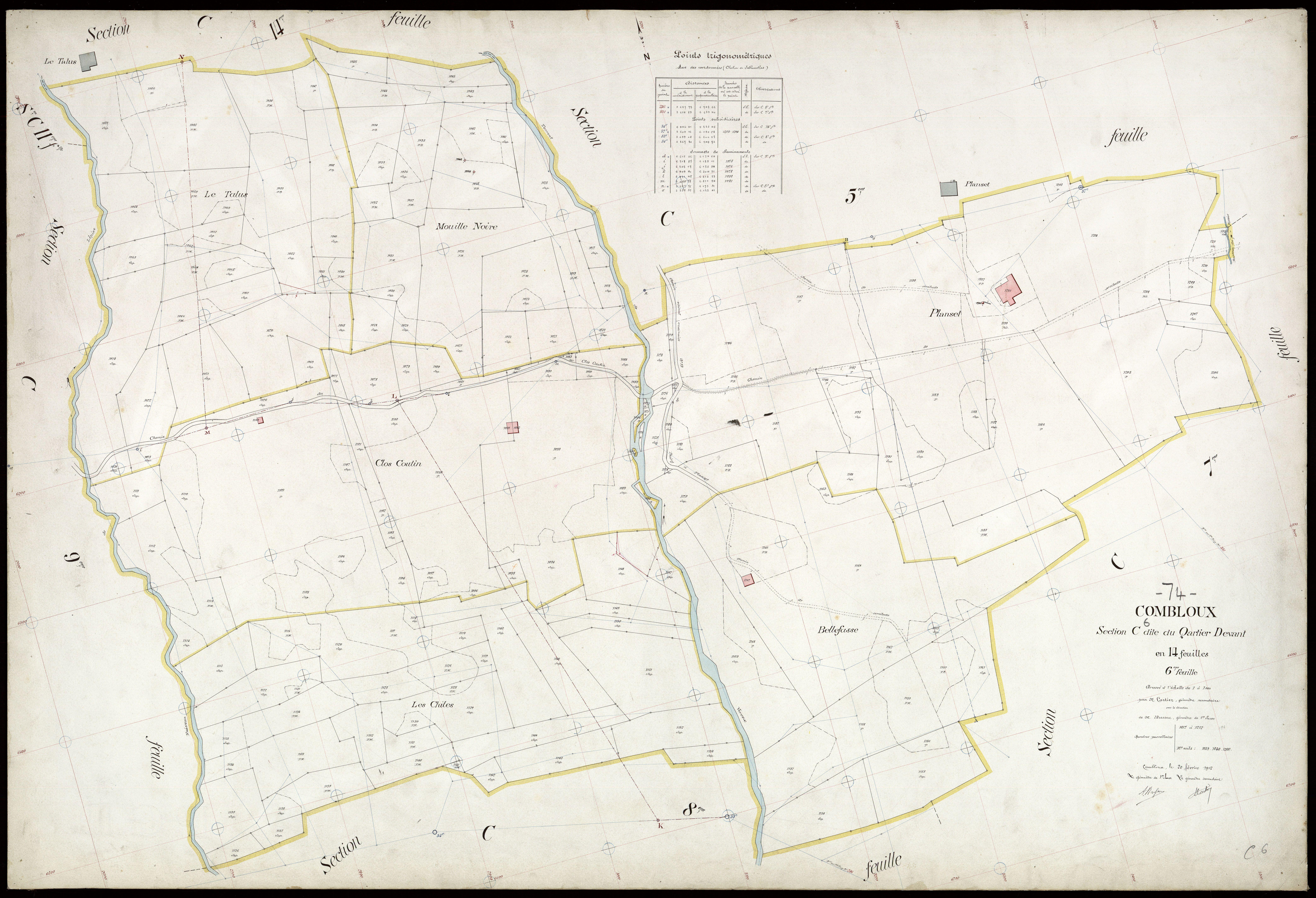 3 P 3 3767 - Feuille n° 7, parcelles n° 1213 à 1280 - 20 février 1912