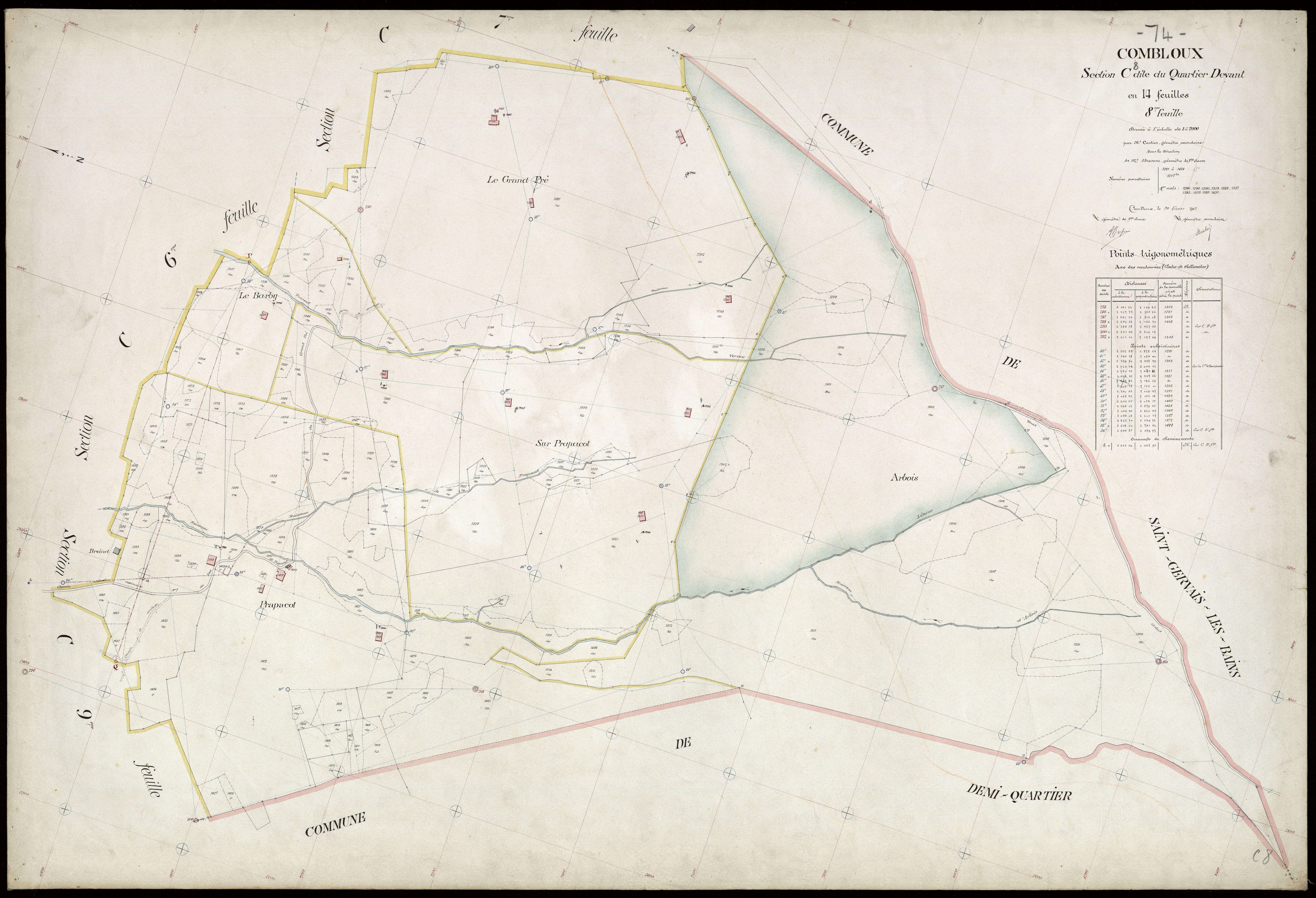 3 P 3 3769 - Feuille n° 9, parcelles n° 143 à 1641 - 20 février 1912