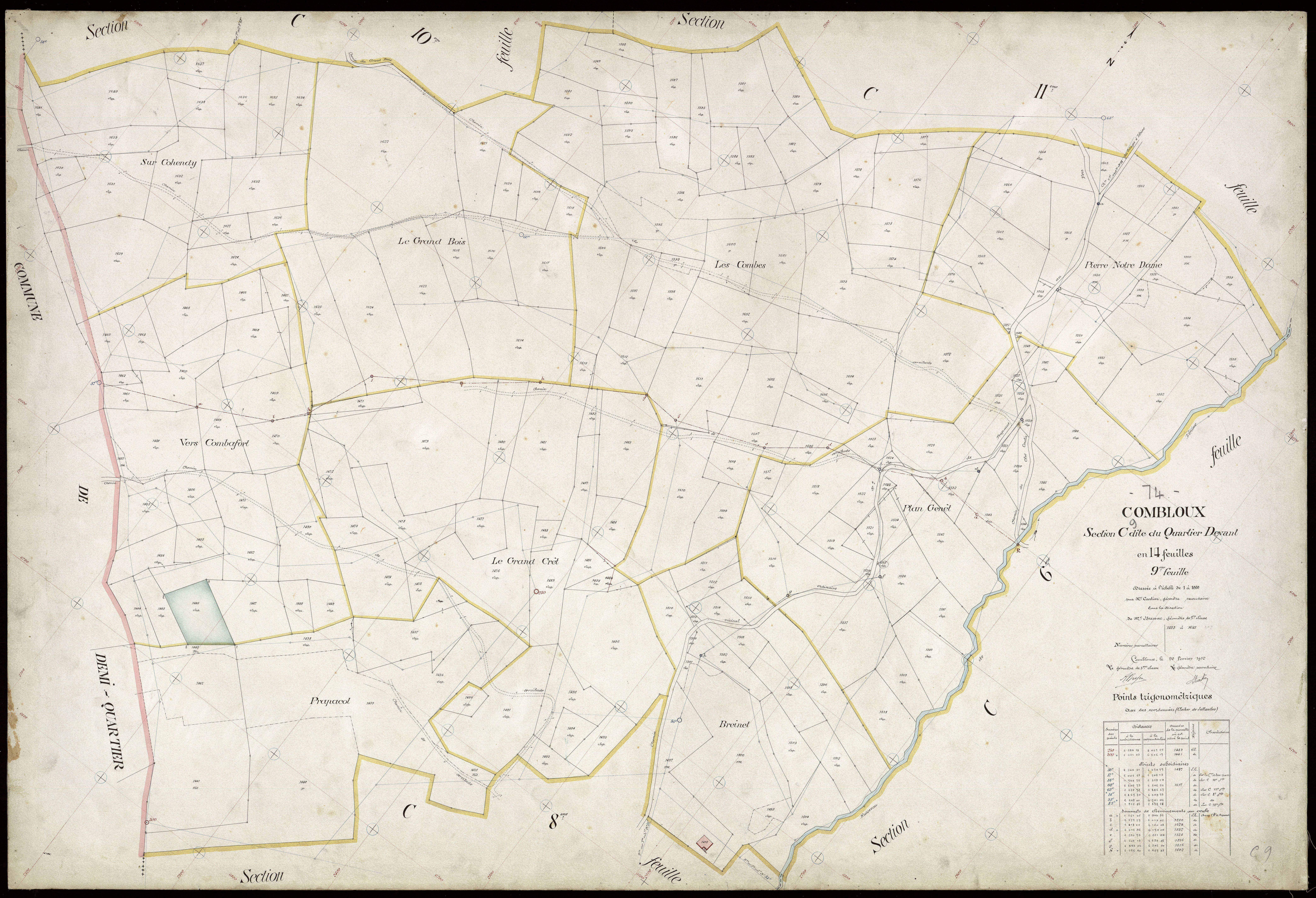 3 P 3 3770 - Feuille n° 10, parcelles n° 1642 à 182 - 20 février 1912