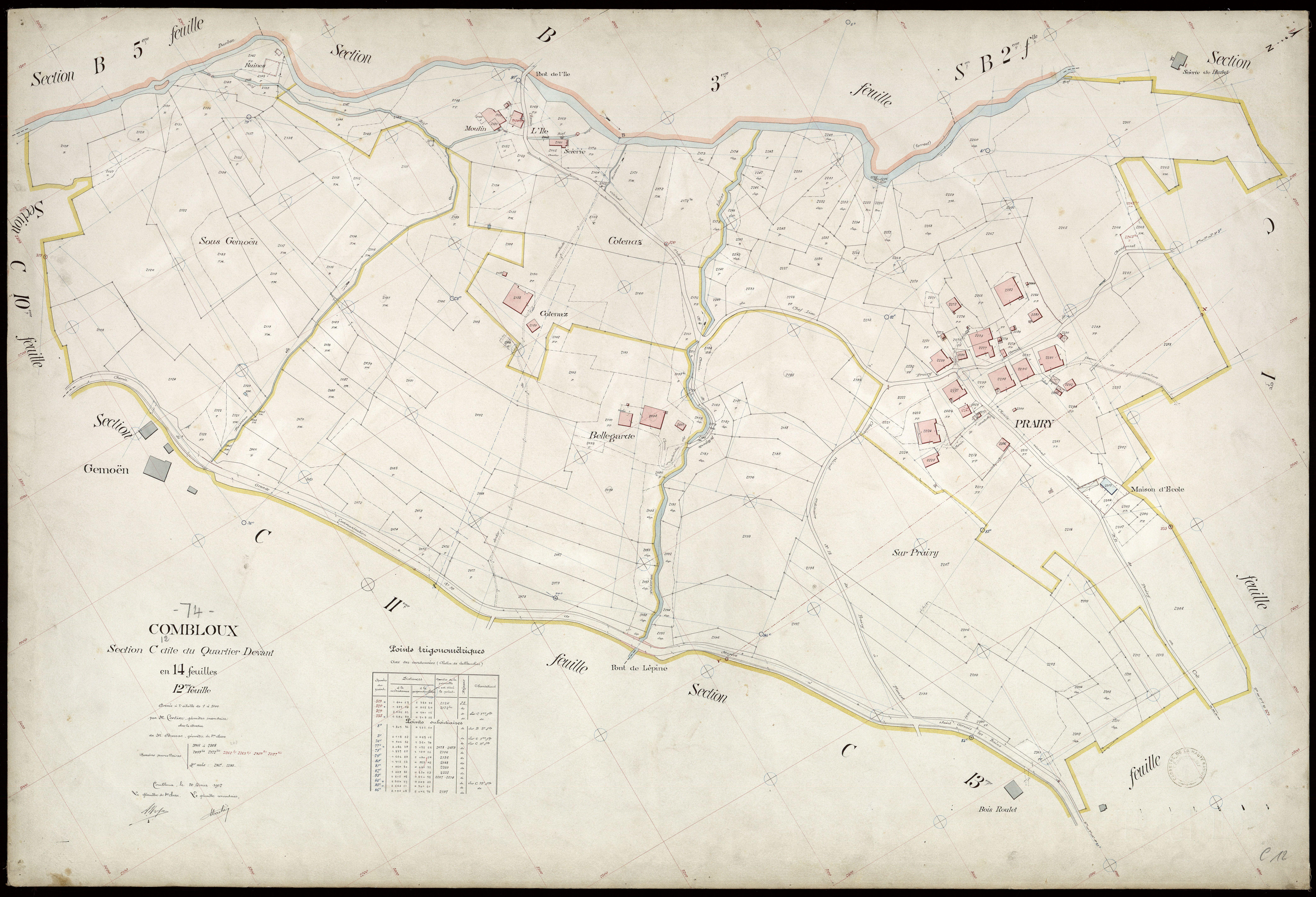 3 P 3 3773 - Feuille n° 13, parcelles n° 2309 à 243 - 20 février 1912