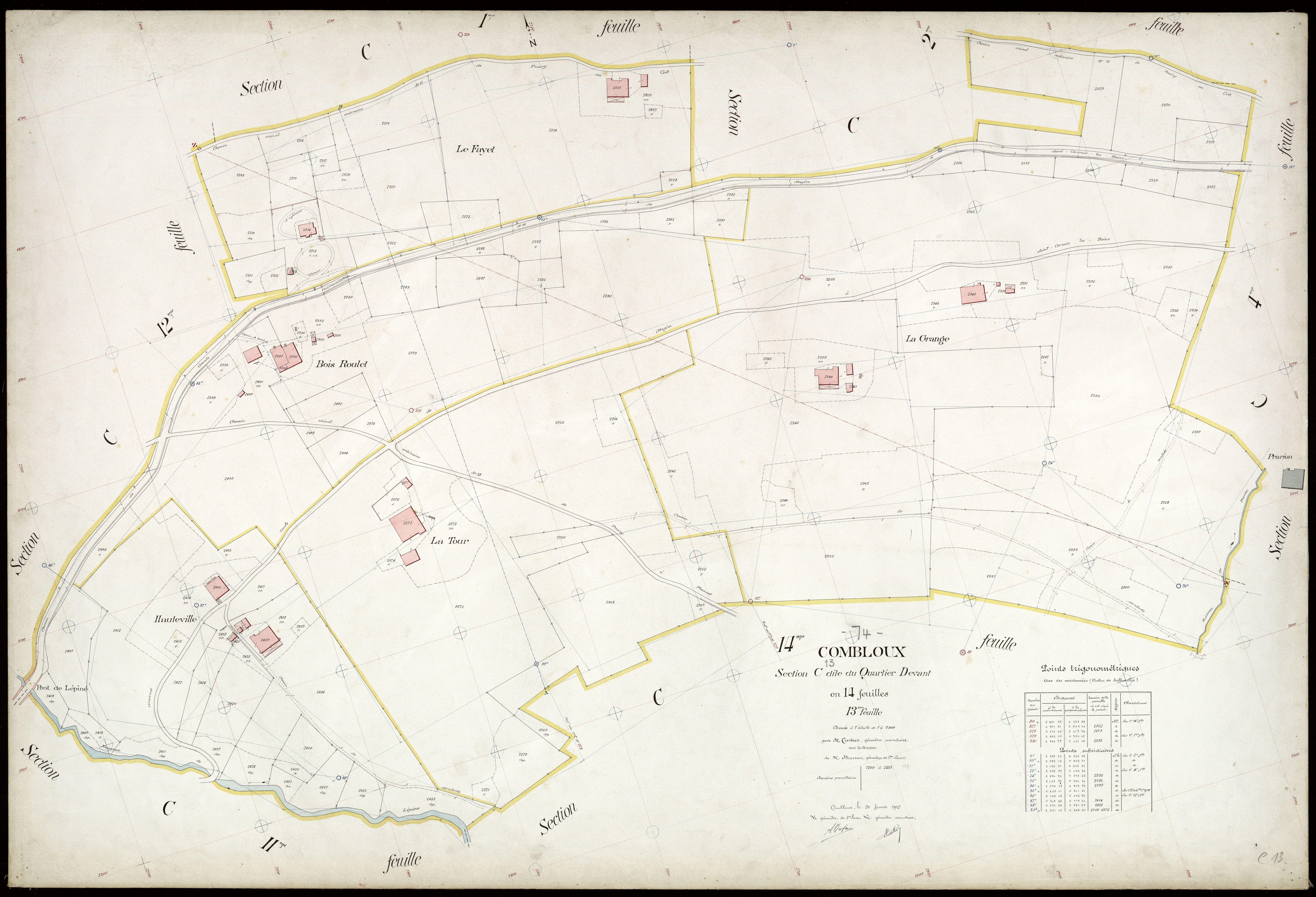 3 P 3 3774 - Feuille n° 14, parcelles n° 2436 à 29 - 20 février 1912