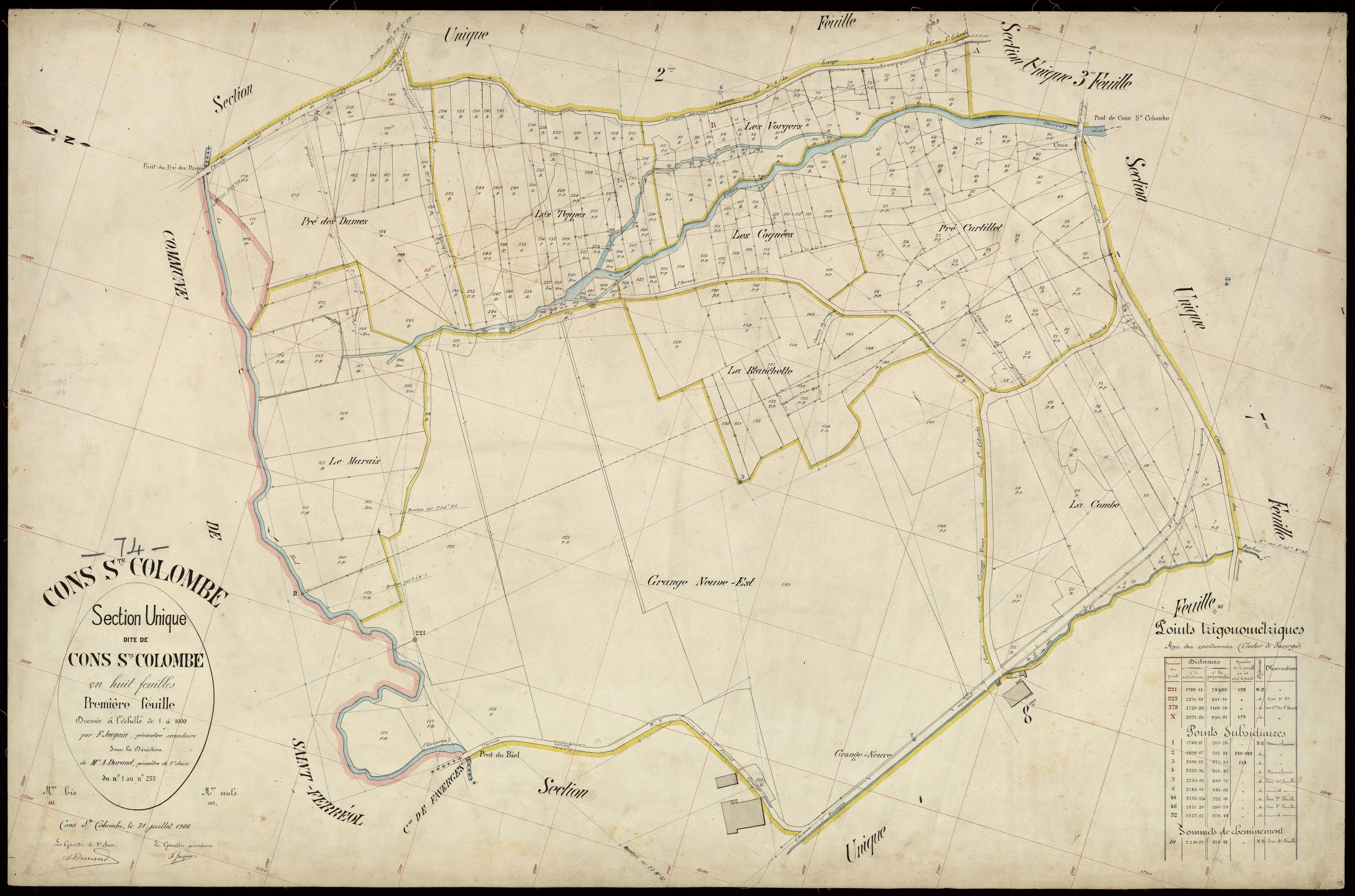 3 P 3 3777 - Feuille n° 2, parcelles n° 26 à 673 - 31 juillet 1906