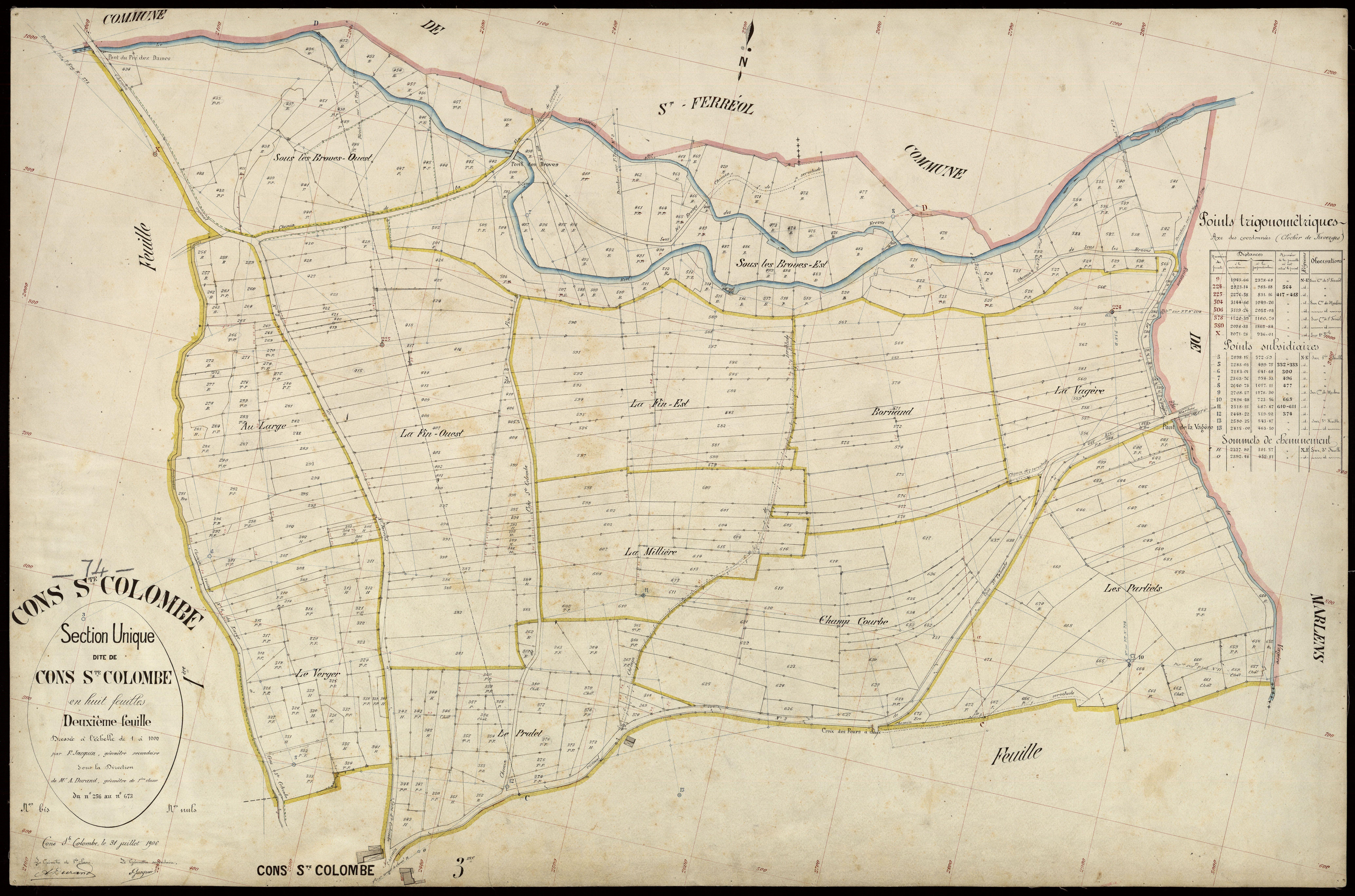 3 P 3 3778 - Feuille n° 3, parcelles n° 674 à 100 - 31 juillet 1906