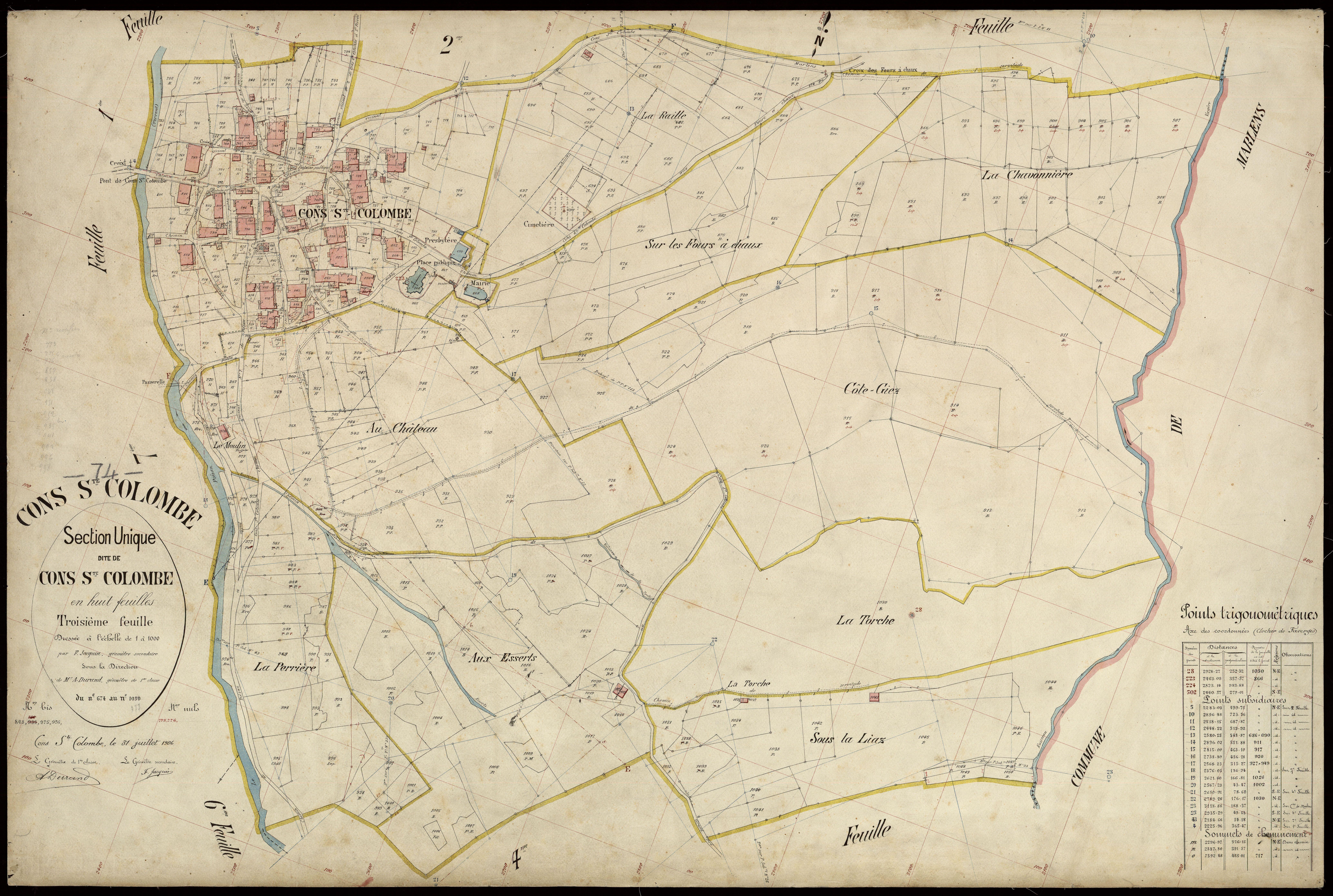 3 P 3 3779 - Feuille n° 4, parcelles n° 101 à 1313 - 31 juillet 1906
