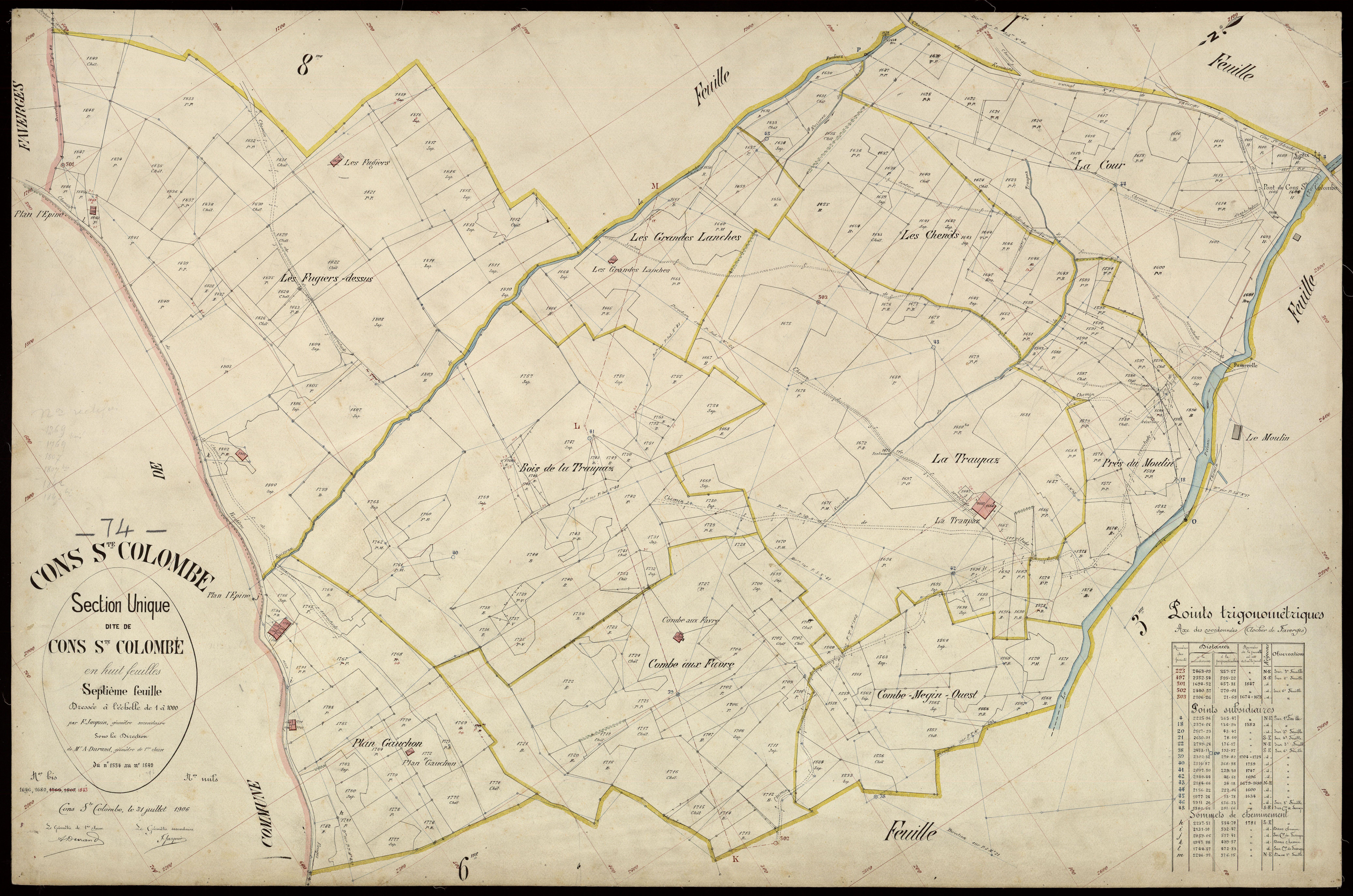 3 P 3 3783 - Feuille n° 8, parcelles n° 180 à 19 - 31 juillet 1906