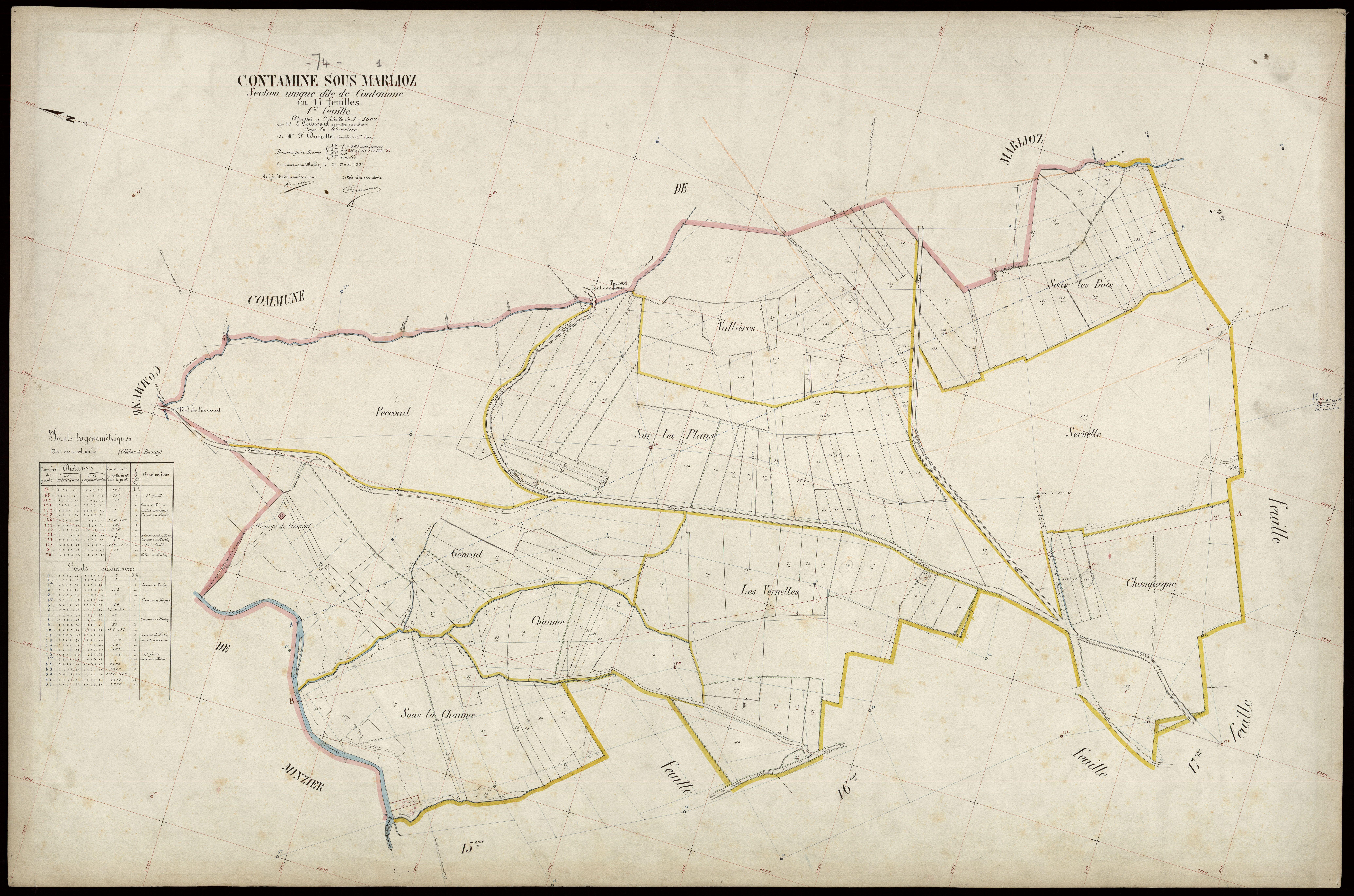 3 P 3 3786 - Feuille n° 2, parcelles n° 168 à 29 - 25 avril 1907