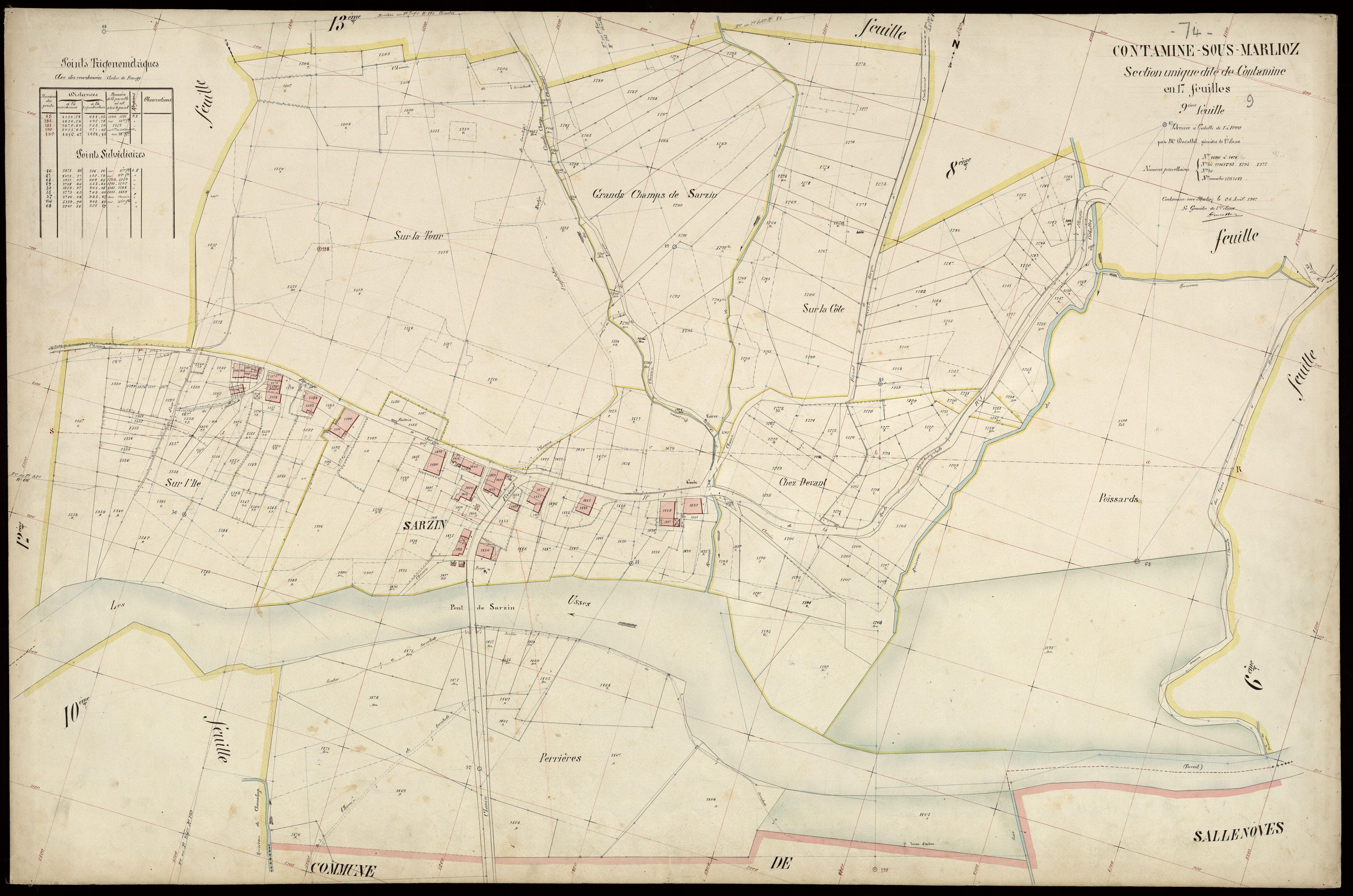 3 P 3 3794 - Feuille n° 10, parcelles n° 147 à 1622 - 25 avril 1907