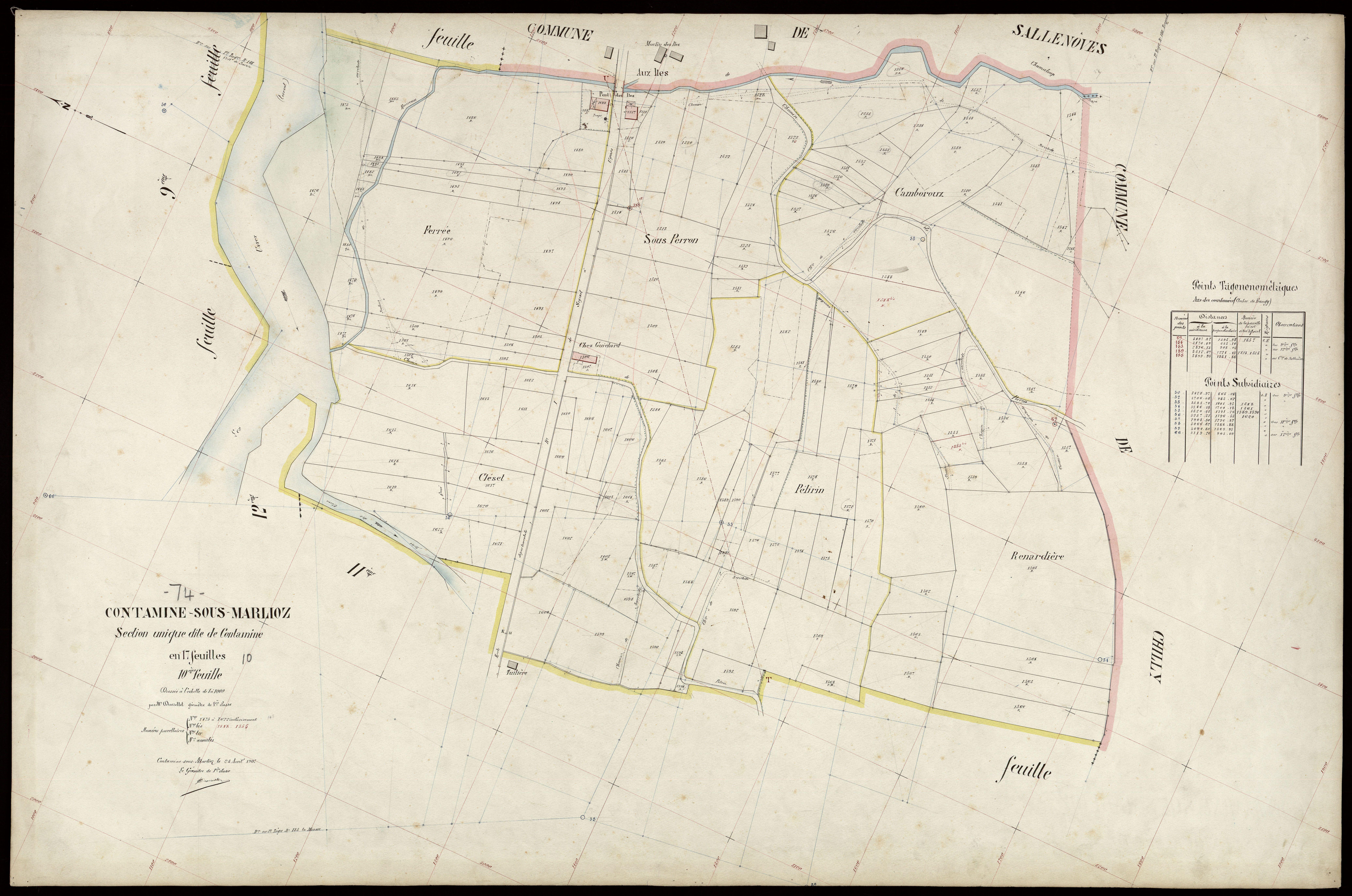 3 P 3 3795 - Feuille n° 11, parcelles n° 1623 à 1733 - 25 avril 1907