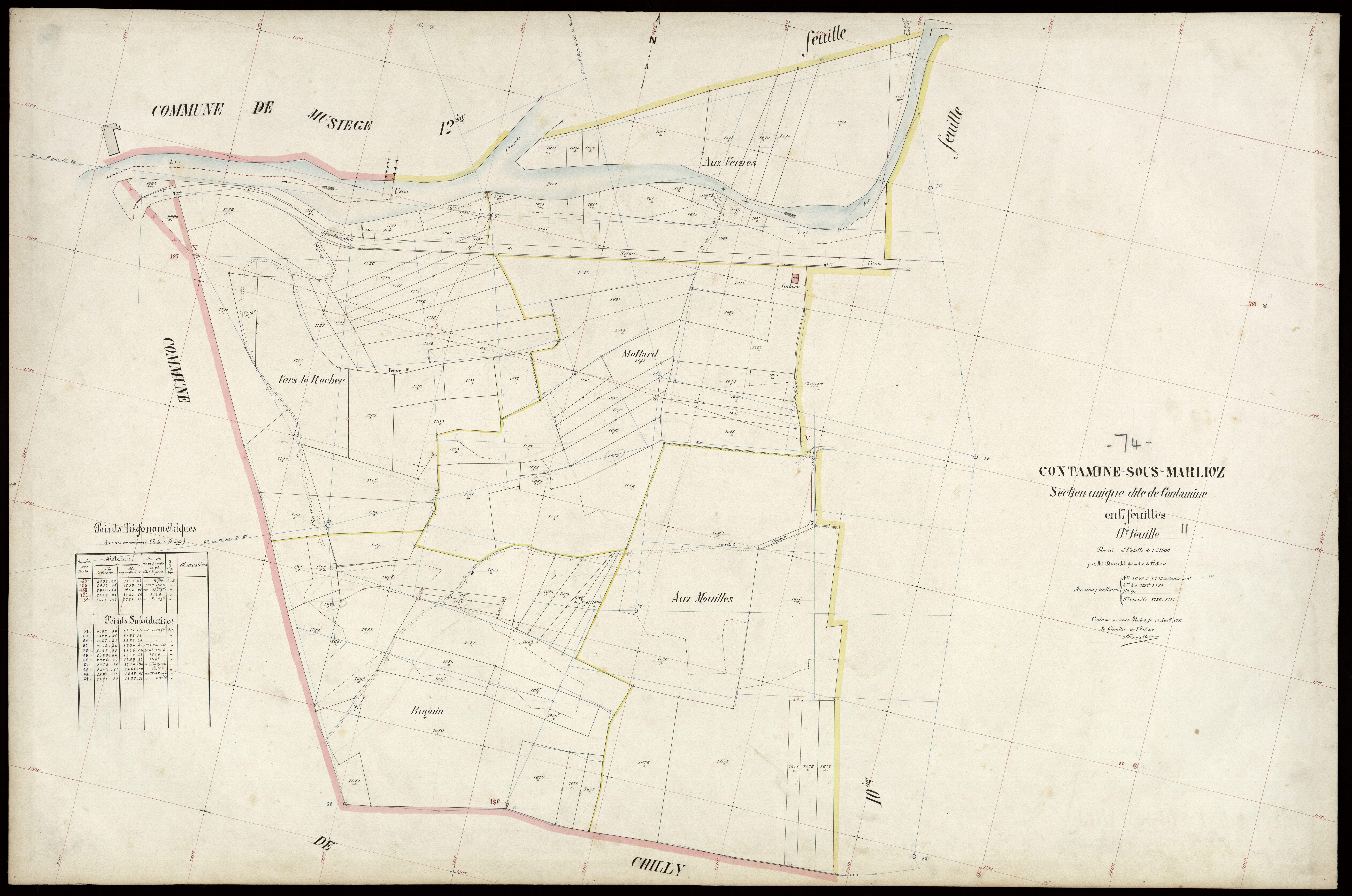 3 P 3 3796 - Feuille n° 12, parcelles n° 1734 à 1799 - 25 avril 1907