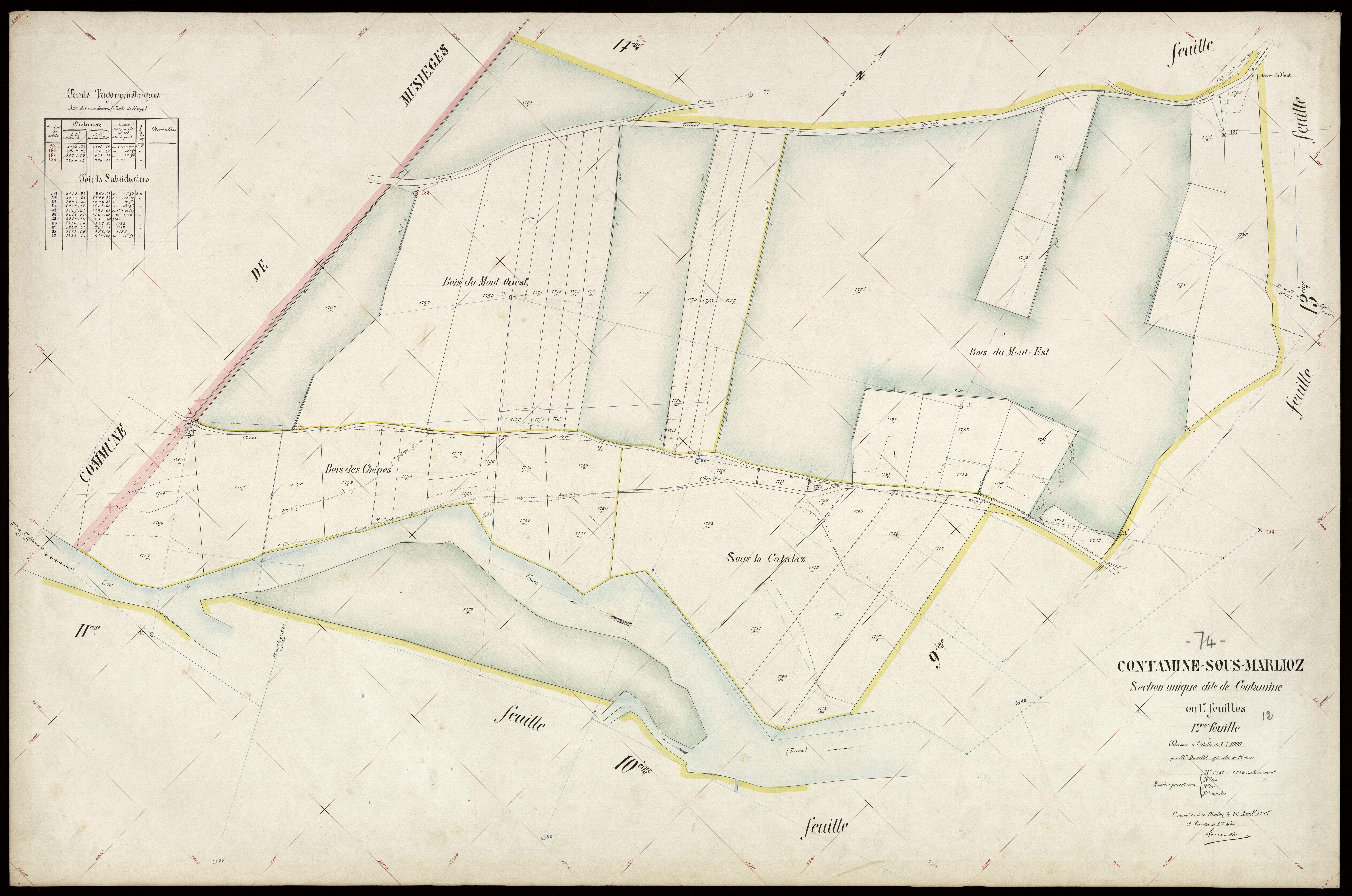 3 P 3 3797 - Feuille n° 13, parcelles n° 1800 à 1967 - 25 avril 1907