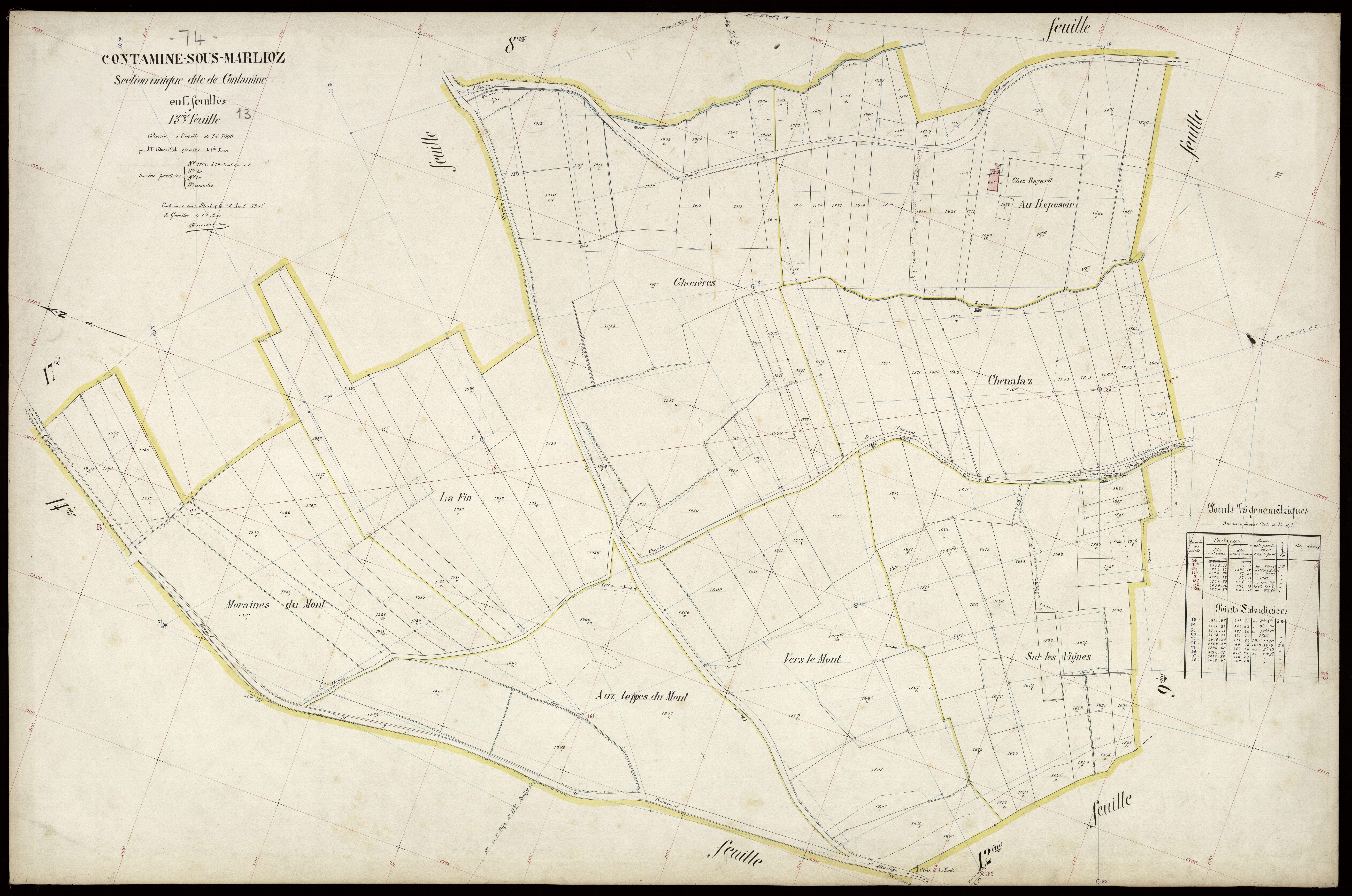 3 P 3 3798 - Feuille n° 14, parcelles n° 1968 à 2046 - 25 avril 1907
